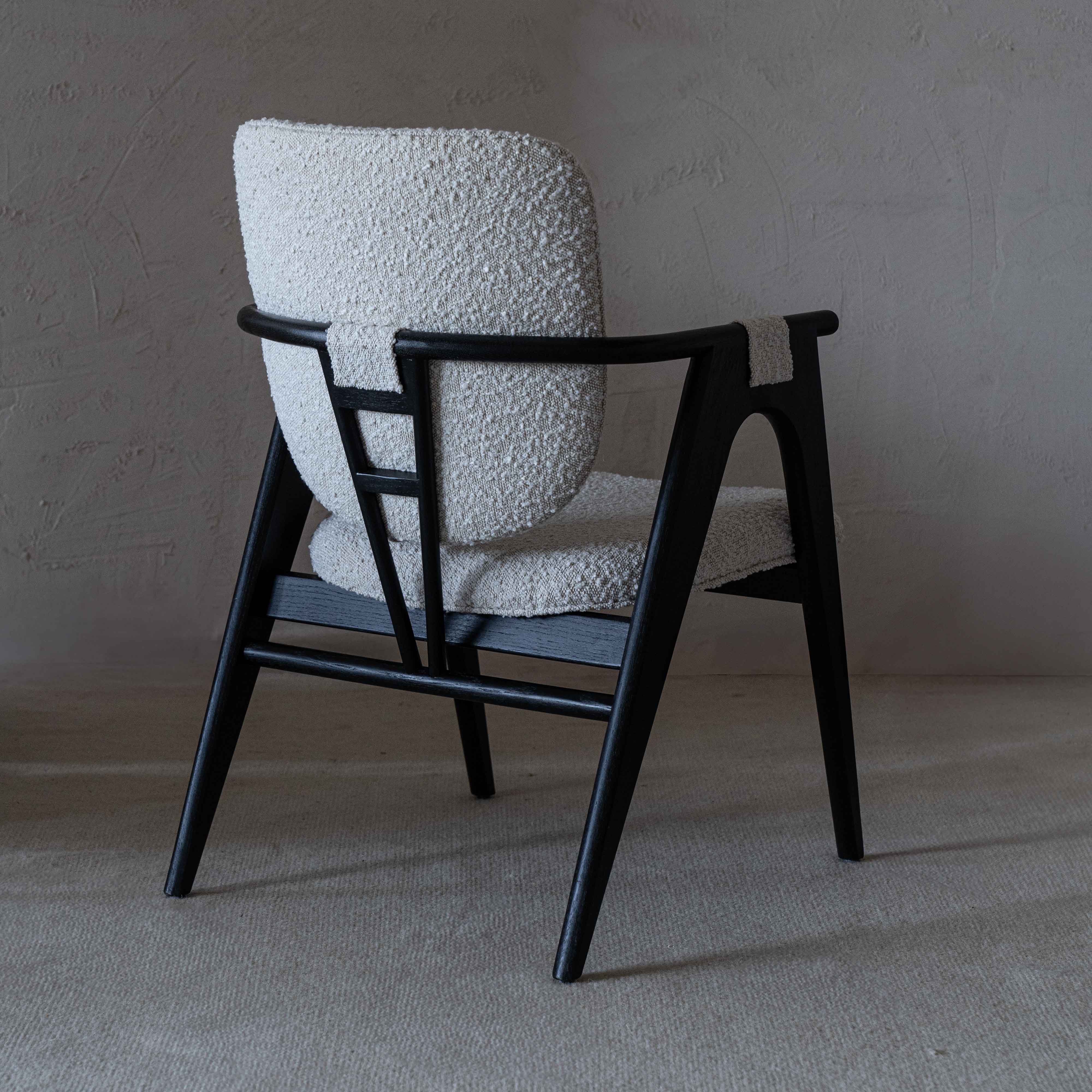 Sarya Black & White Solid Wood Modern Boucle Dining Chair - Dining Chairs - WS Living Furniture  Furniture Store in Dubai