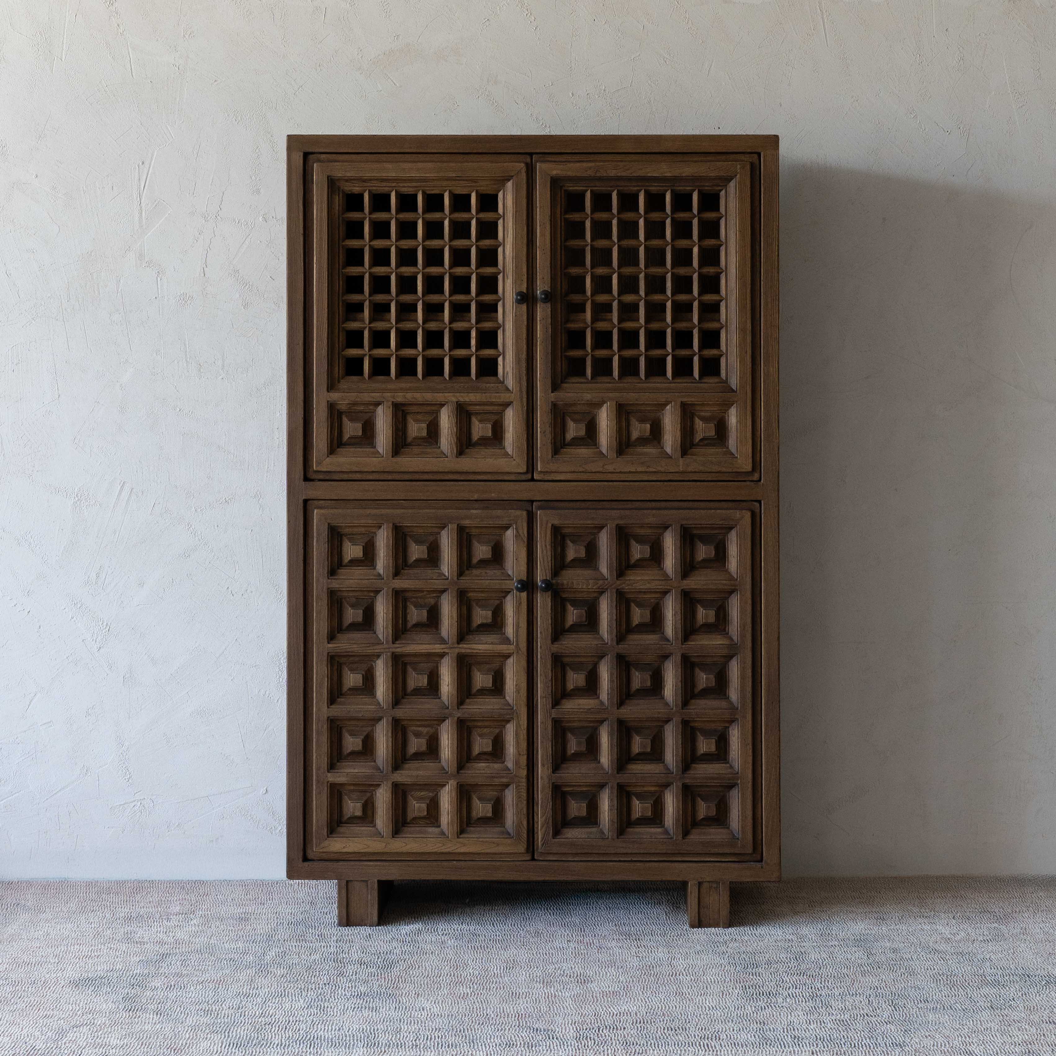 Sett Natural Wood Artisan Cabinet & Bar Counter - GA67-A - Shelves - WS Living Furniture Furniture Store in Dubai