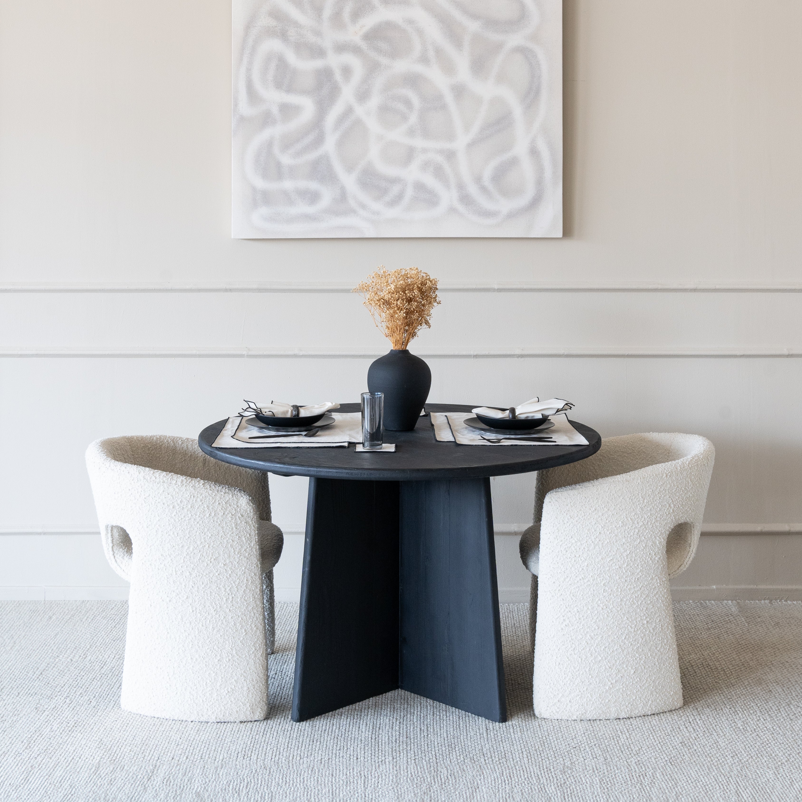 Tokyo Wooden Round  Dining Table-Black -  - WS Living Furniture  Furniture Store in Dubai