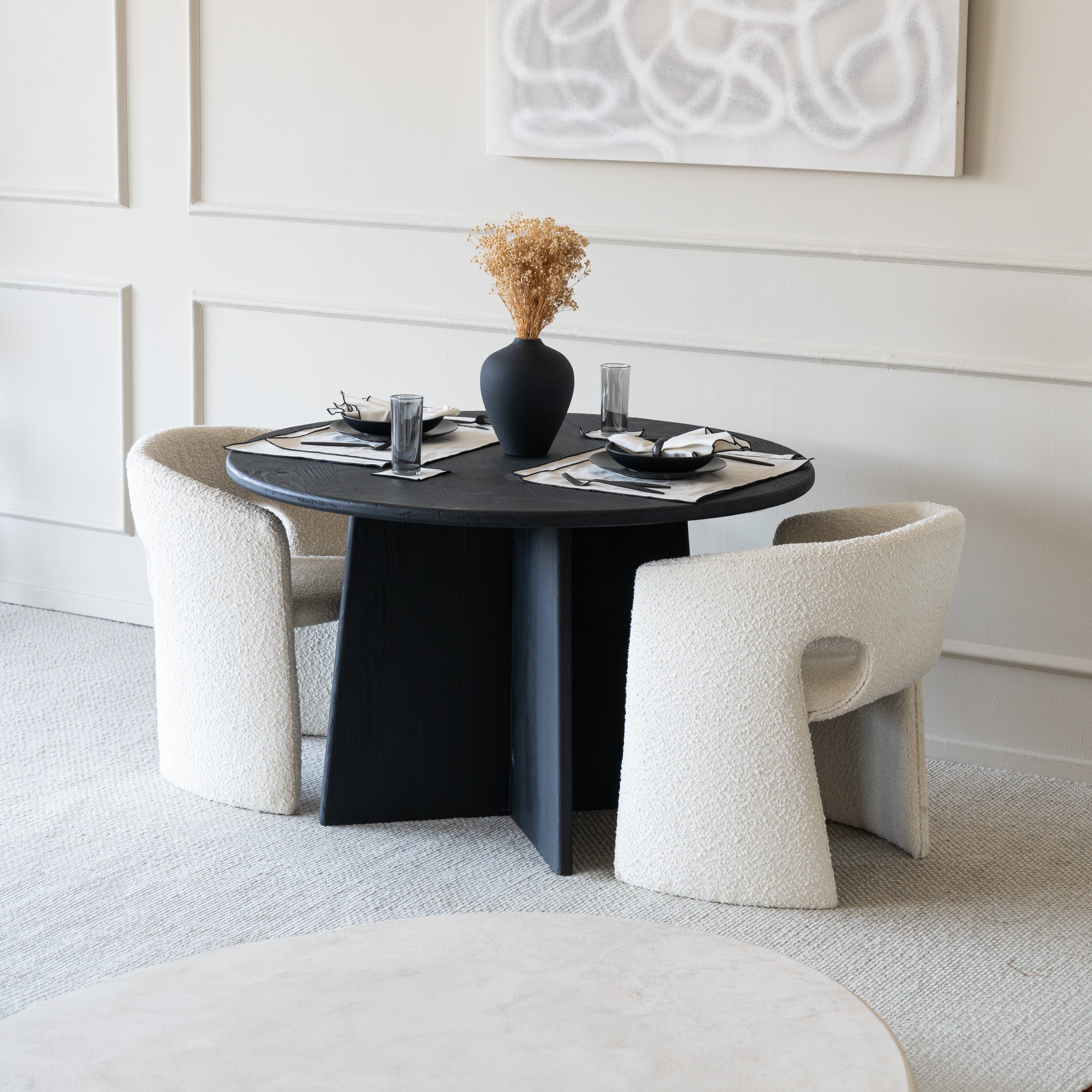 Tokyo Wooden Round  Dining Table-Black -  - WS Living Furniture  Furniture Store in Dubai