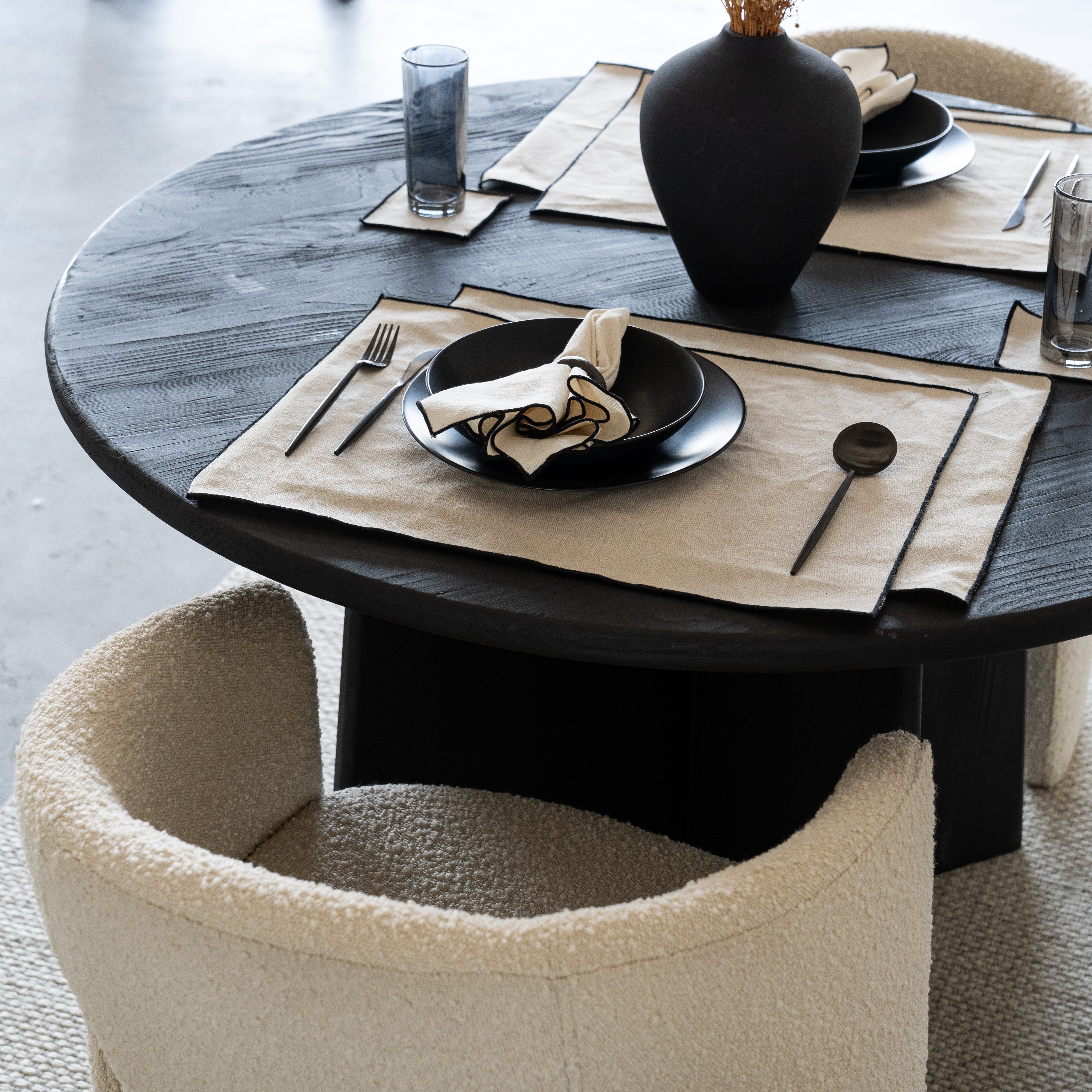 Tokyo Wooden Round  Dining Table-Black -  - WS Living Furniture  Furniture Store in Dubai