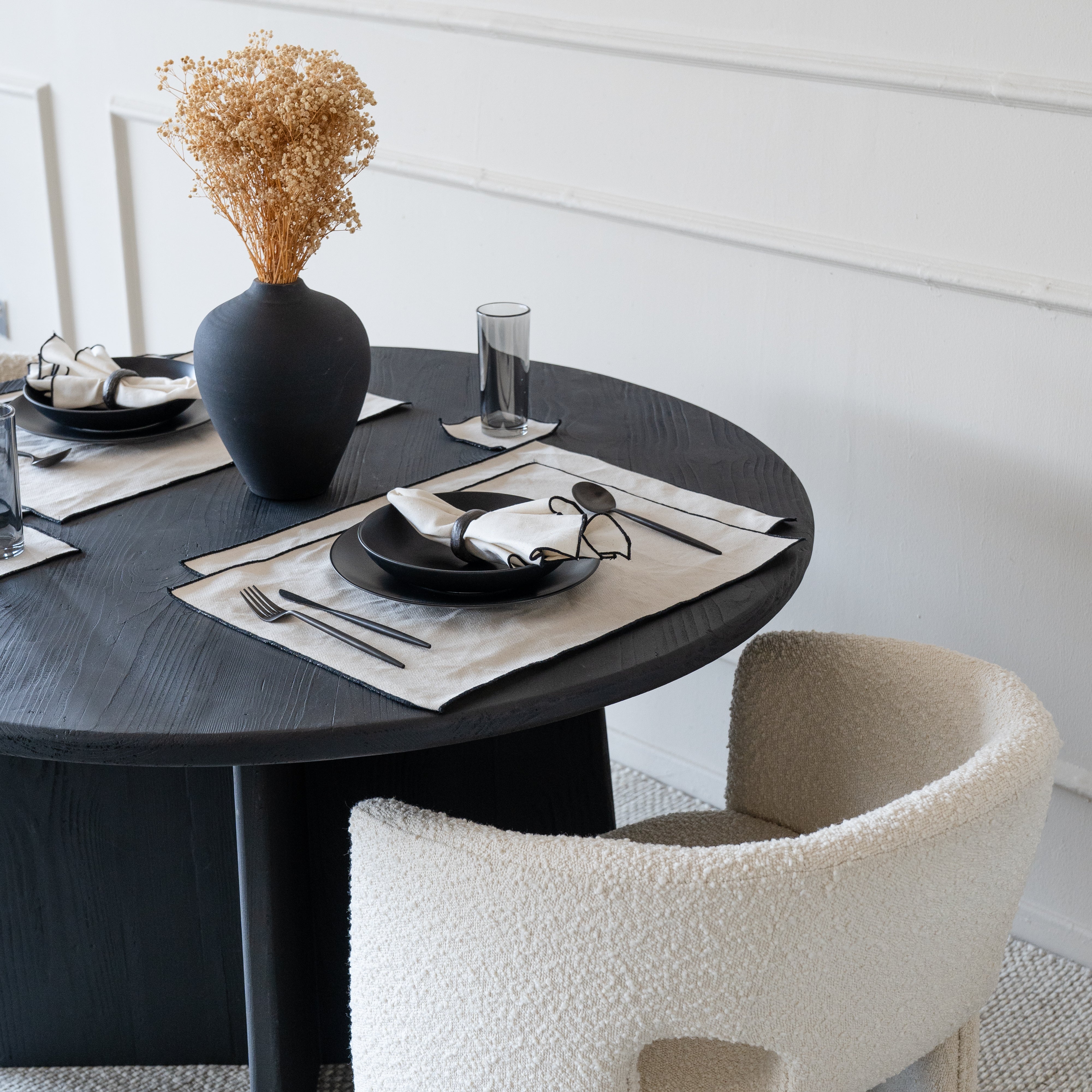 Tokyo Wooden Round  Dining Table-Black -  - WS Living Furniture  Furniture Store in Dubai