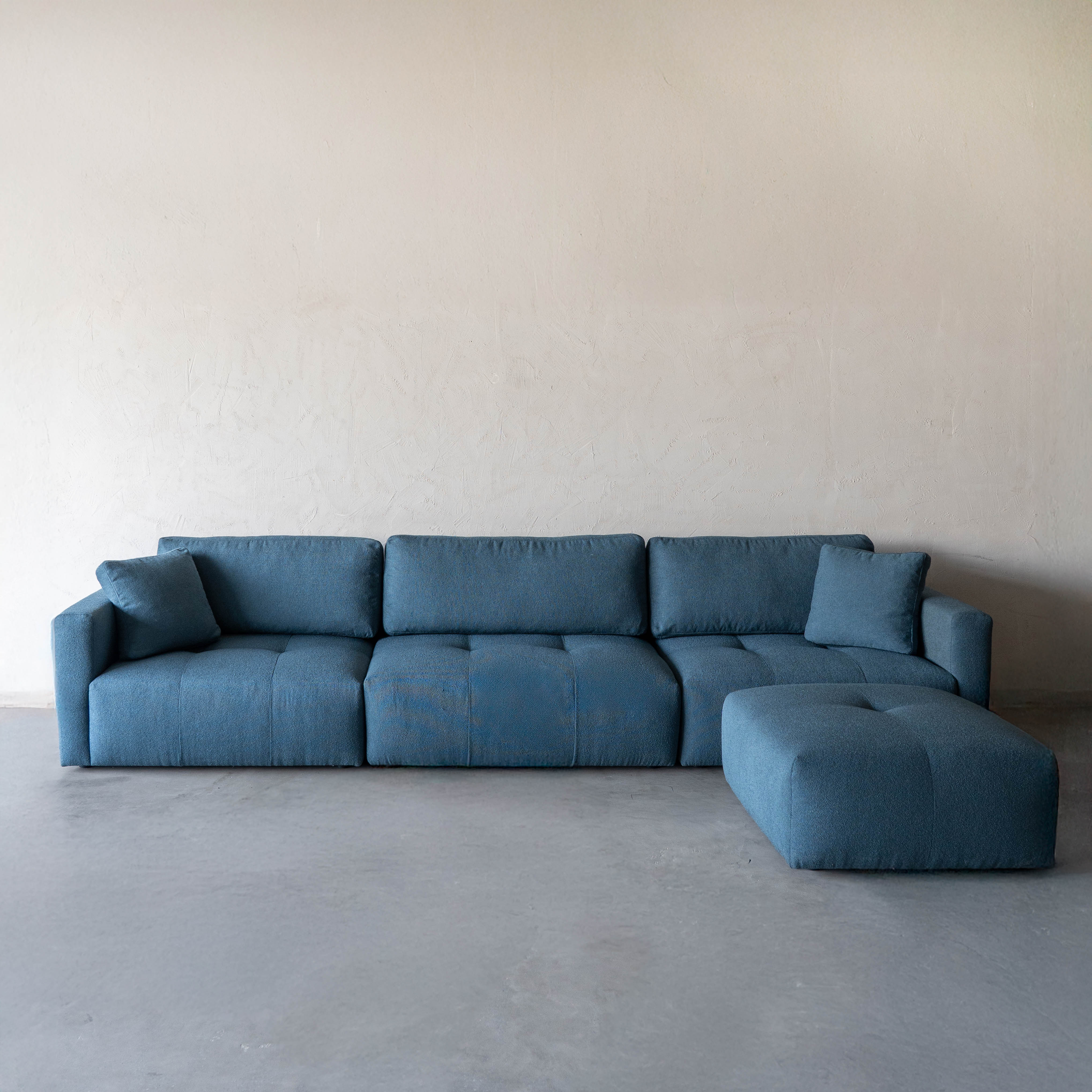Sky Modern L Shape | Sectional Modular Sofa - Ocean Blue