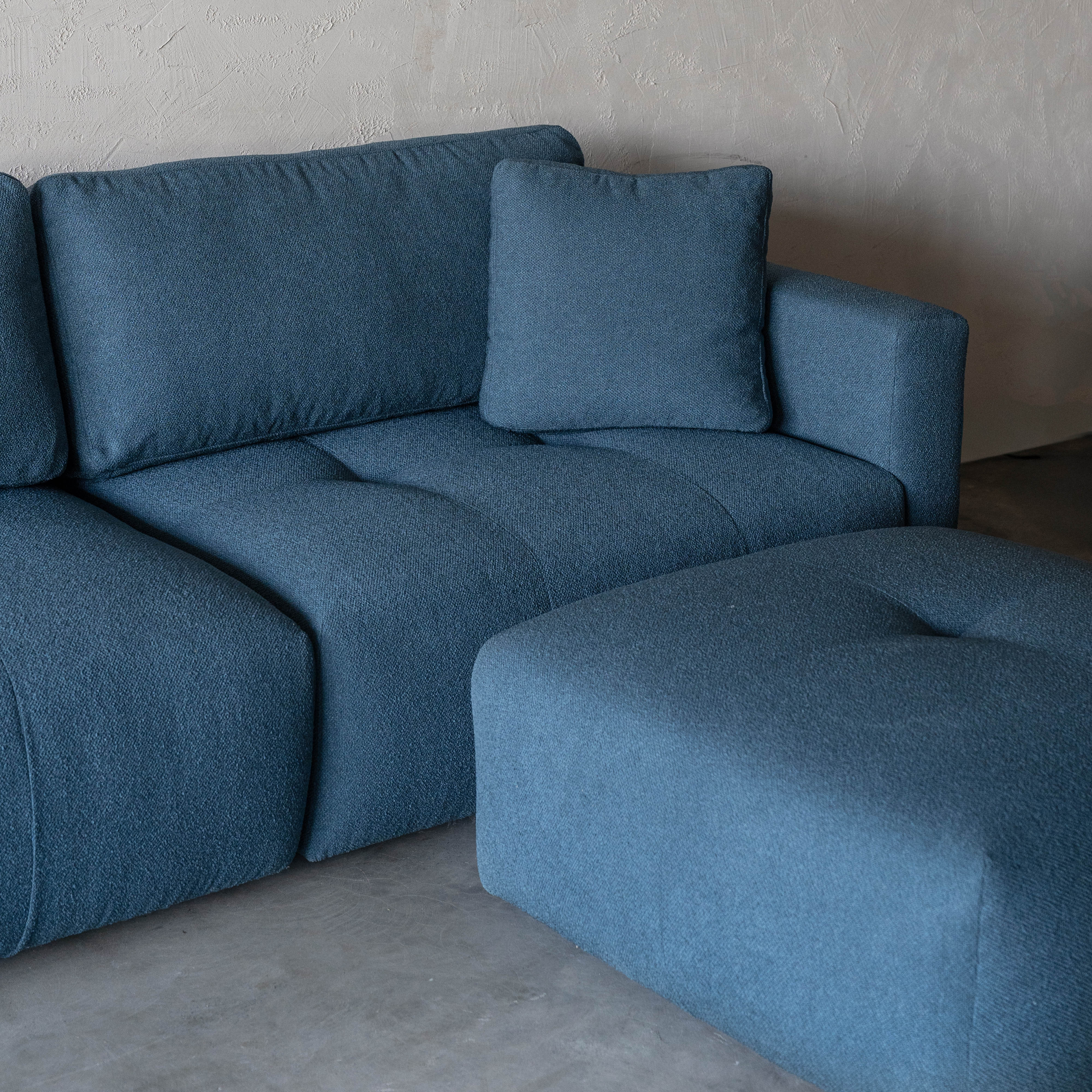 Sky Modern L Shape | Sectional Modular Sofa - Ocean Blue