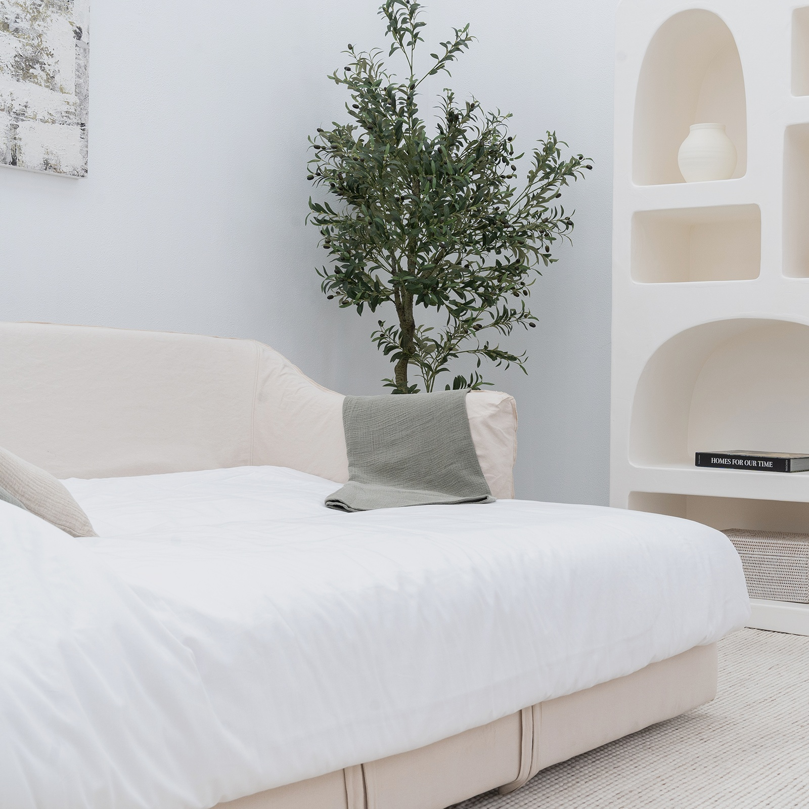 Clara Wooden Frame & Cotton/Linen Sofa Bed - Sofa Bed - WS Living Furniture  Furniture Store in Dubai