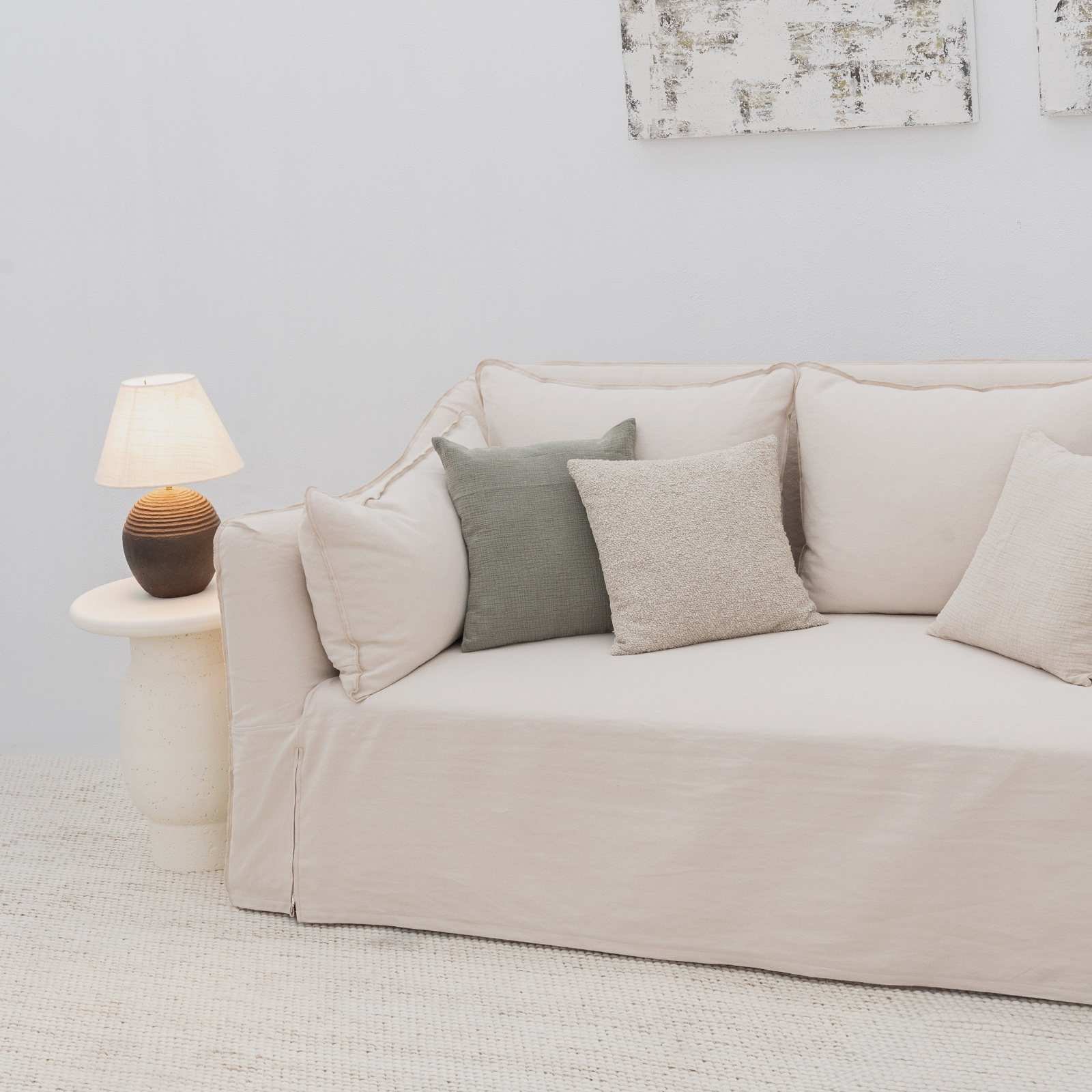 Clara Wooden Frame & Cotton/Linen Sofa Bed - Sofa Bed - WS Living Furniture Furniture Store in Dubai