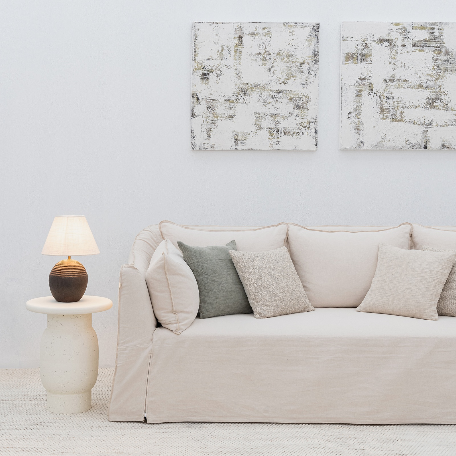 Clara Wooden Frame & Cotton/Linen Sofa Bed - Sofa Bed - WS Living Furniture Furniture Store in Dubai