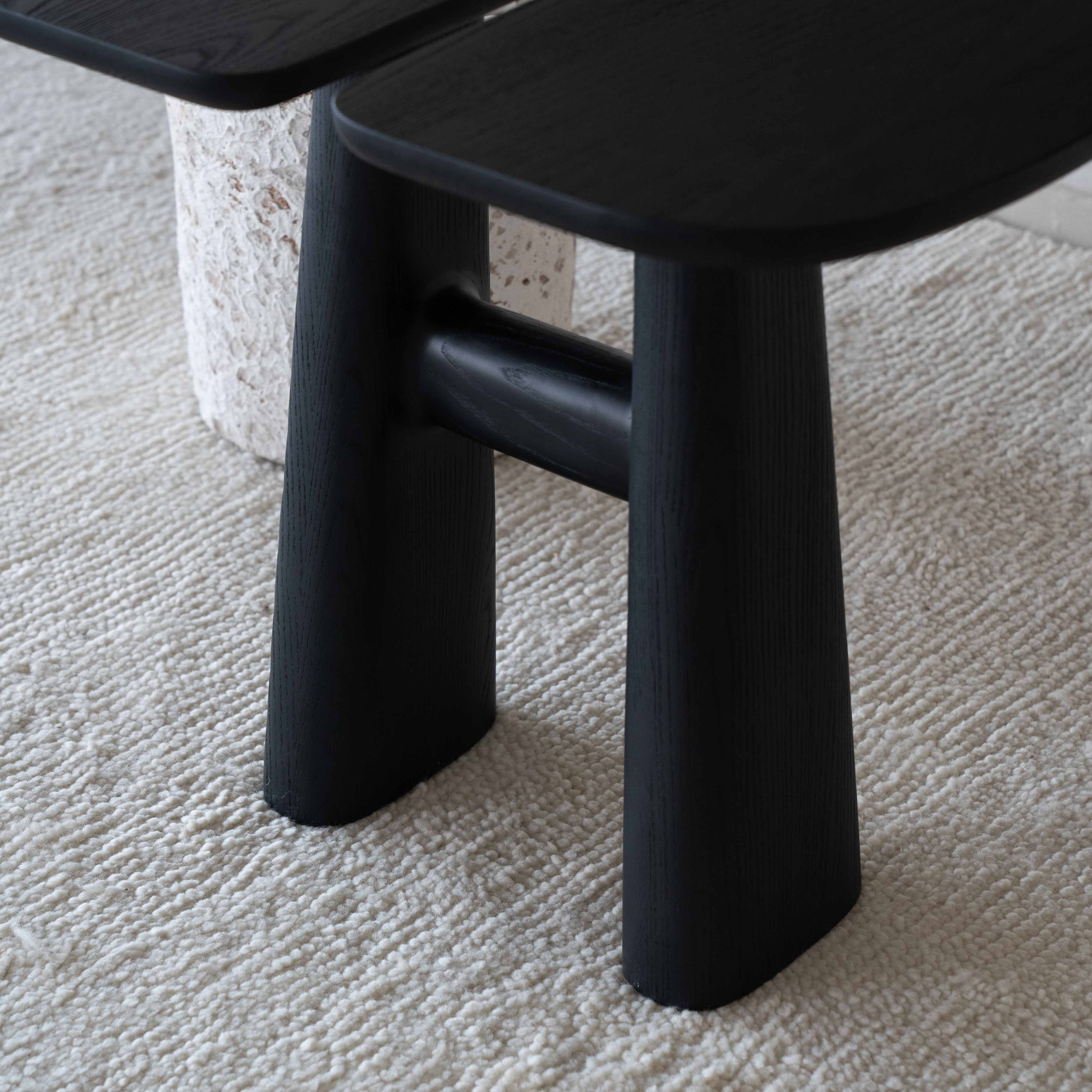 Split Solid Ash Wood Black Side Table - Side Tables - WS Living Furniture Furniture Store in Dubai