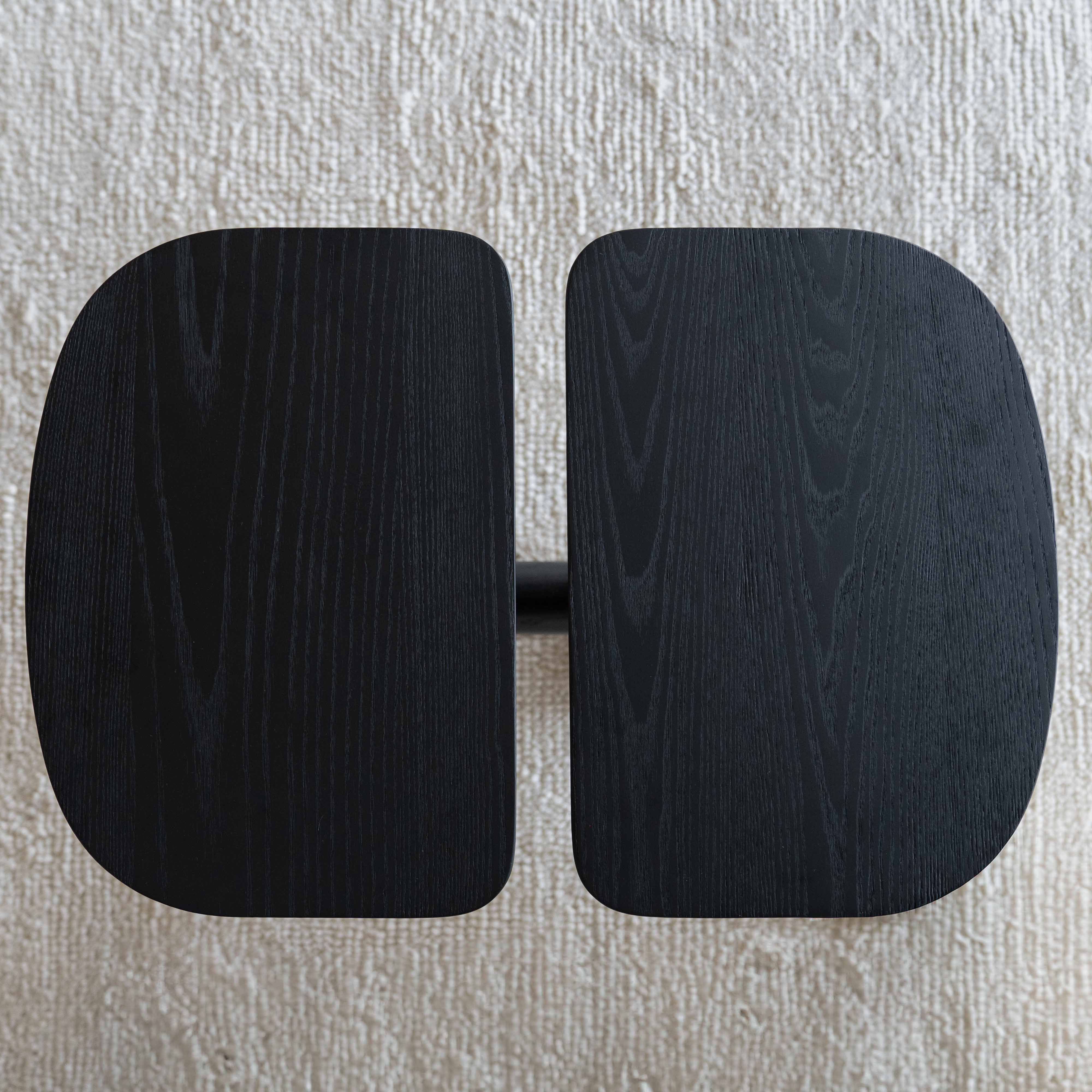 Split Solid Ash Wood Black Side Table - Side Tables - WS Living Furniture Furniture Store in Dubai