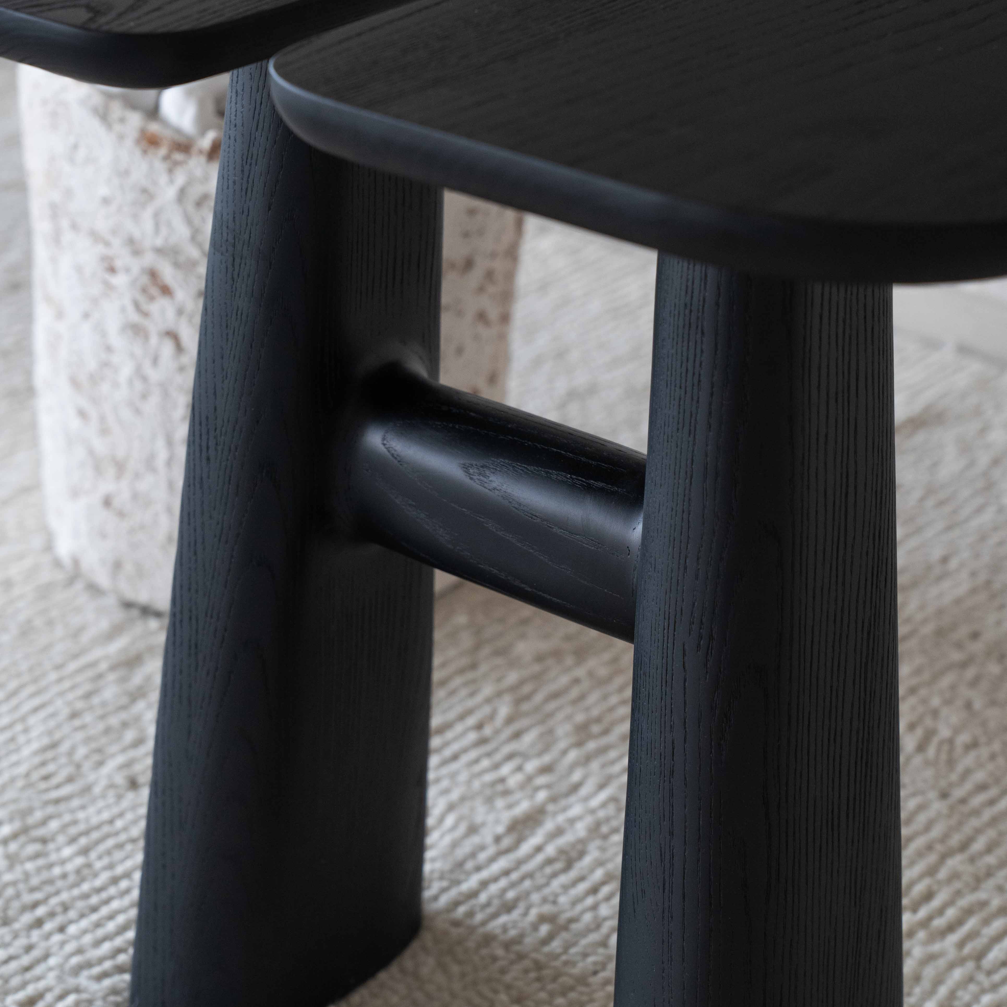 Split Solid Ash Wood Black Side Table - Side Tables - WS Living Furniture Furniture Store in Dubai