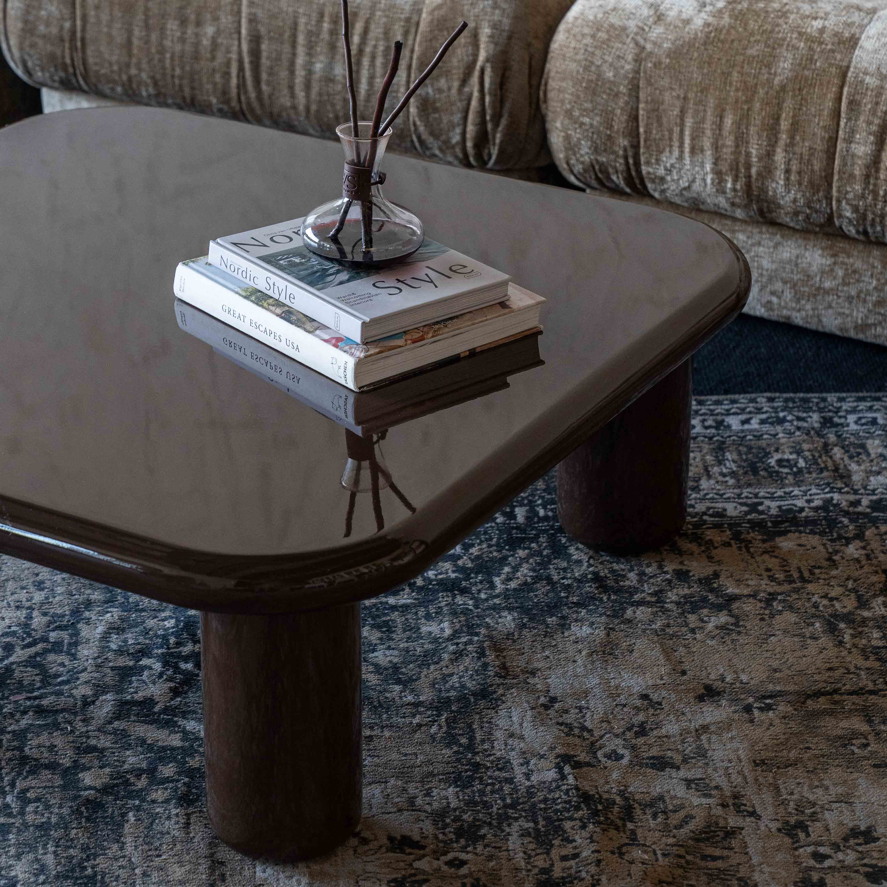 Hazel Brown Square High Gloss Coffee Table - 988E1.0 - BC68 - Coffee Tables - WS Living Furniture Furniture Store in Dubai