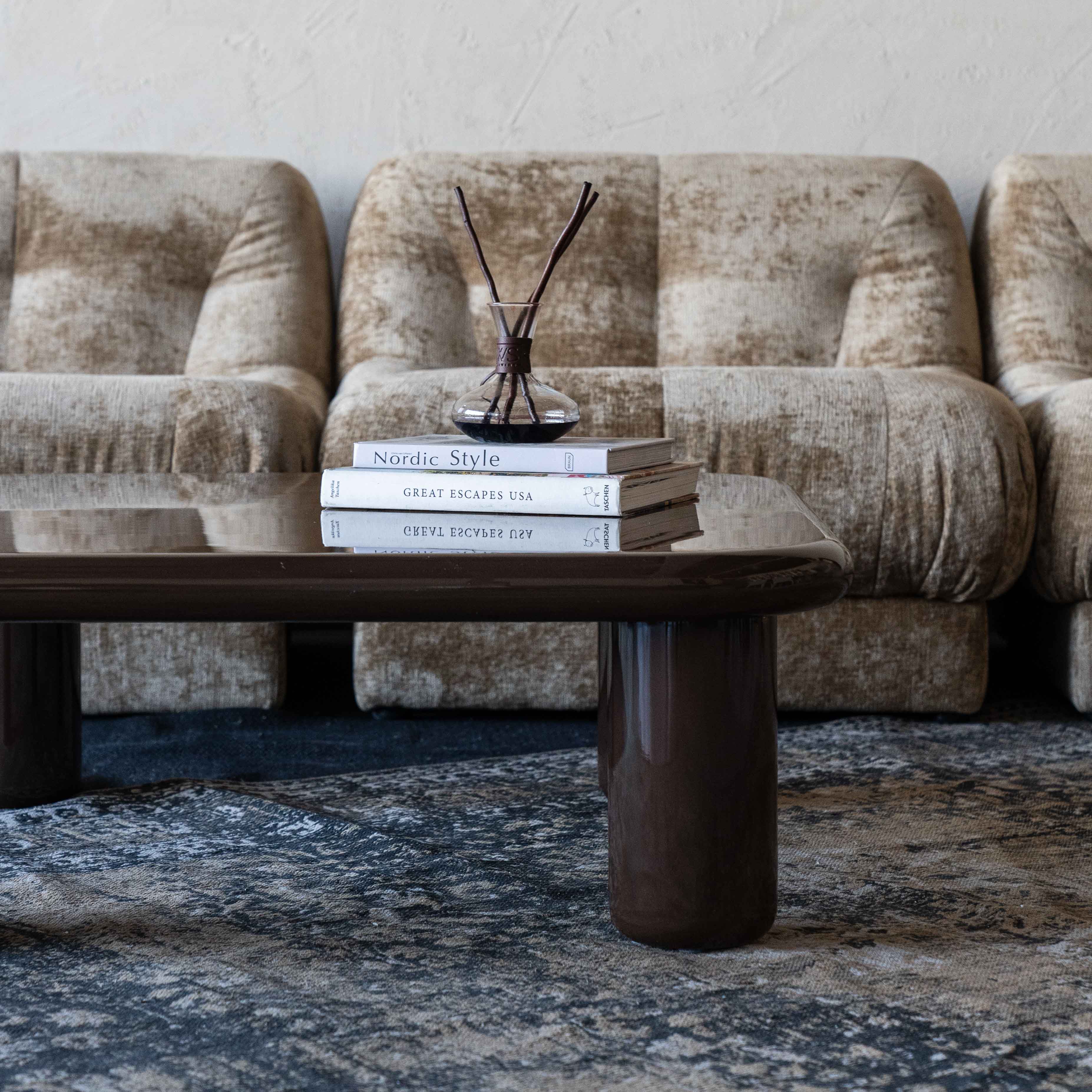 Hazel Brown Square High Gloss Coffee Table - 988E1.0 - BC68 - Coffee Tables - WS Living Furniture Furniture Store in Dubai