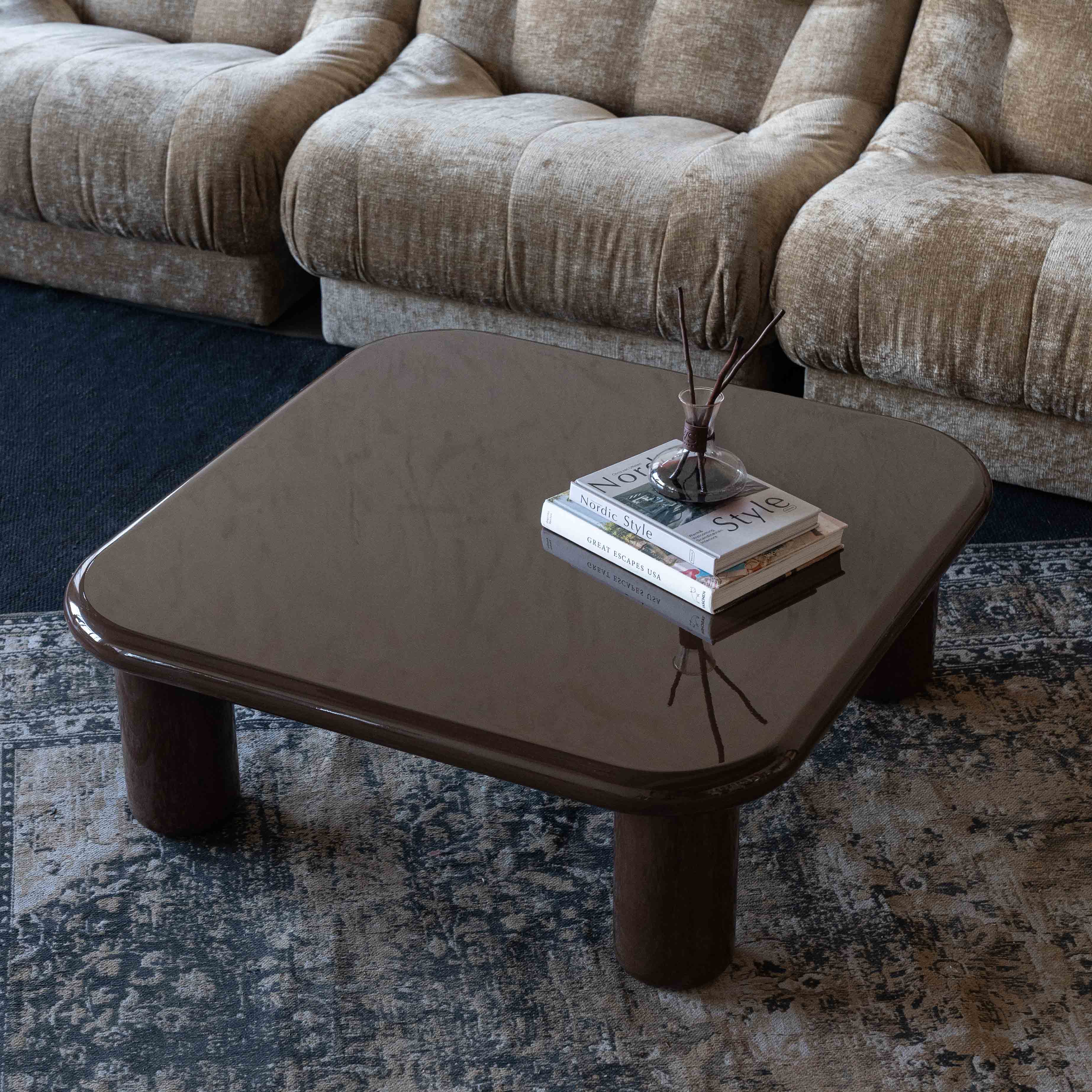 Hazel Brown Square High Gloss Coffee Table - 988E1.0 - BC68 - Coffee Tables - WS Living Furniture Furniture Store in Dubai