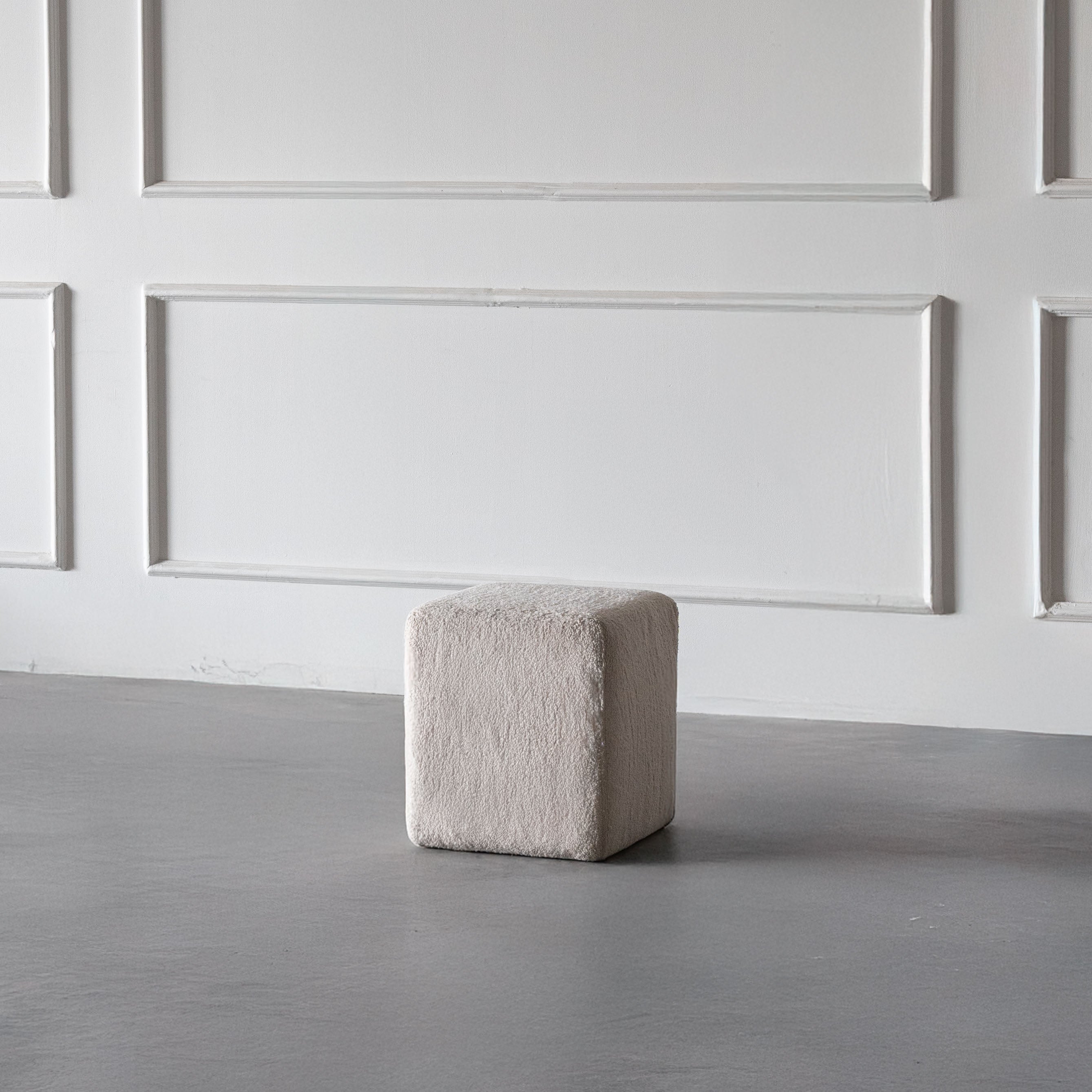 Contour Boucle Stool | Pouf - White - Pouf - WS Living Furniture Furniture Store in Dubai