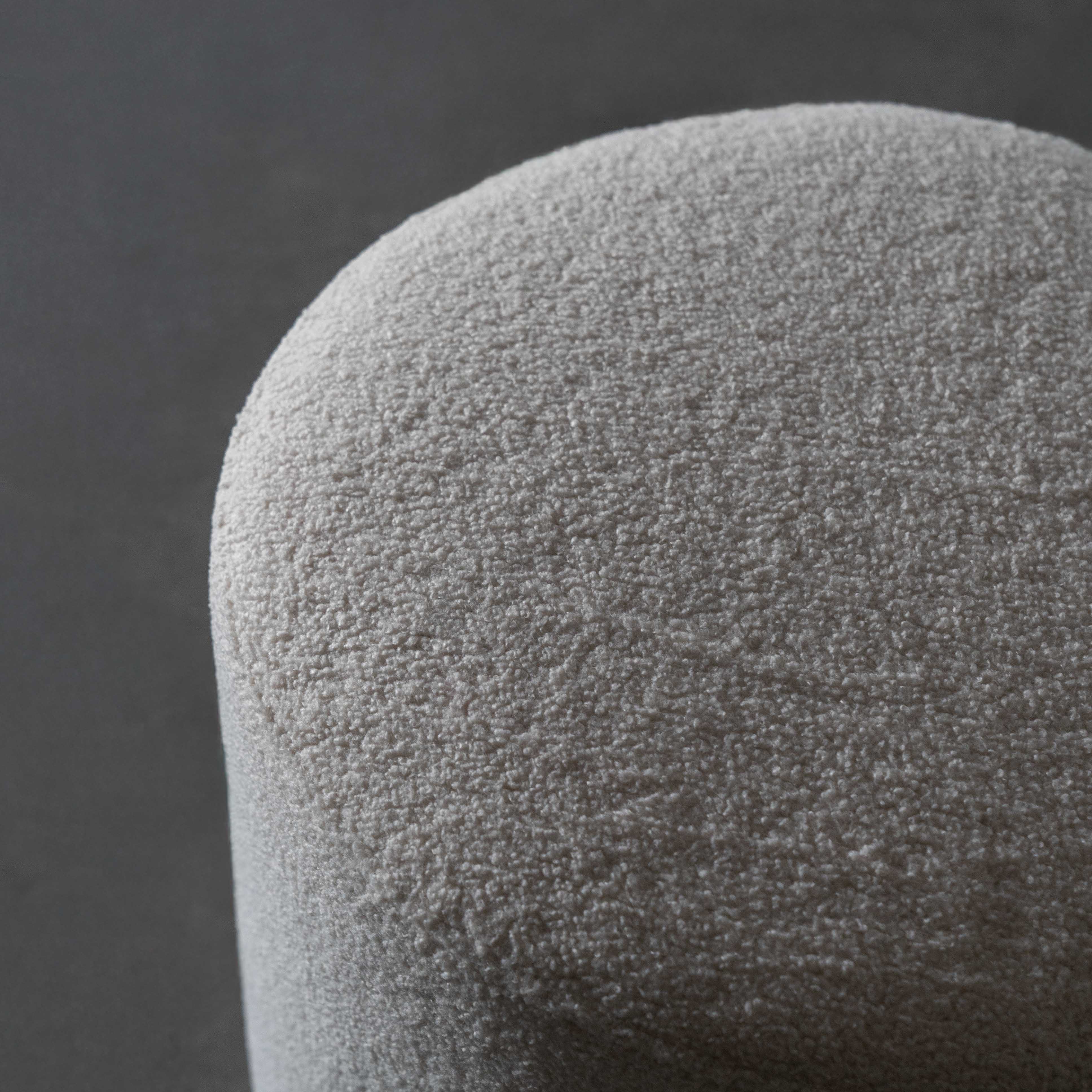 Contour Boucle Round Pouf - White - Pouf - WS Living Furniture Furniture Store in Dubai