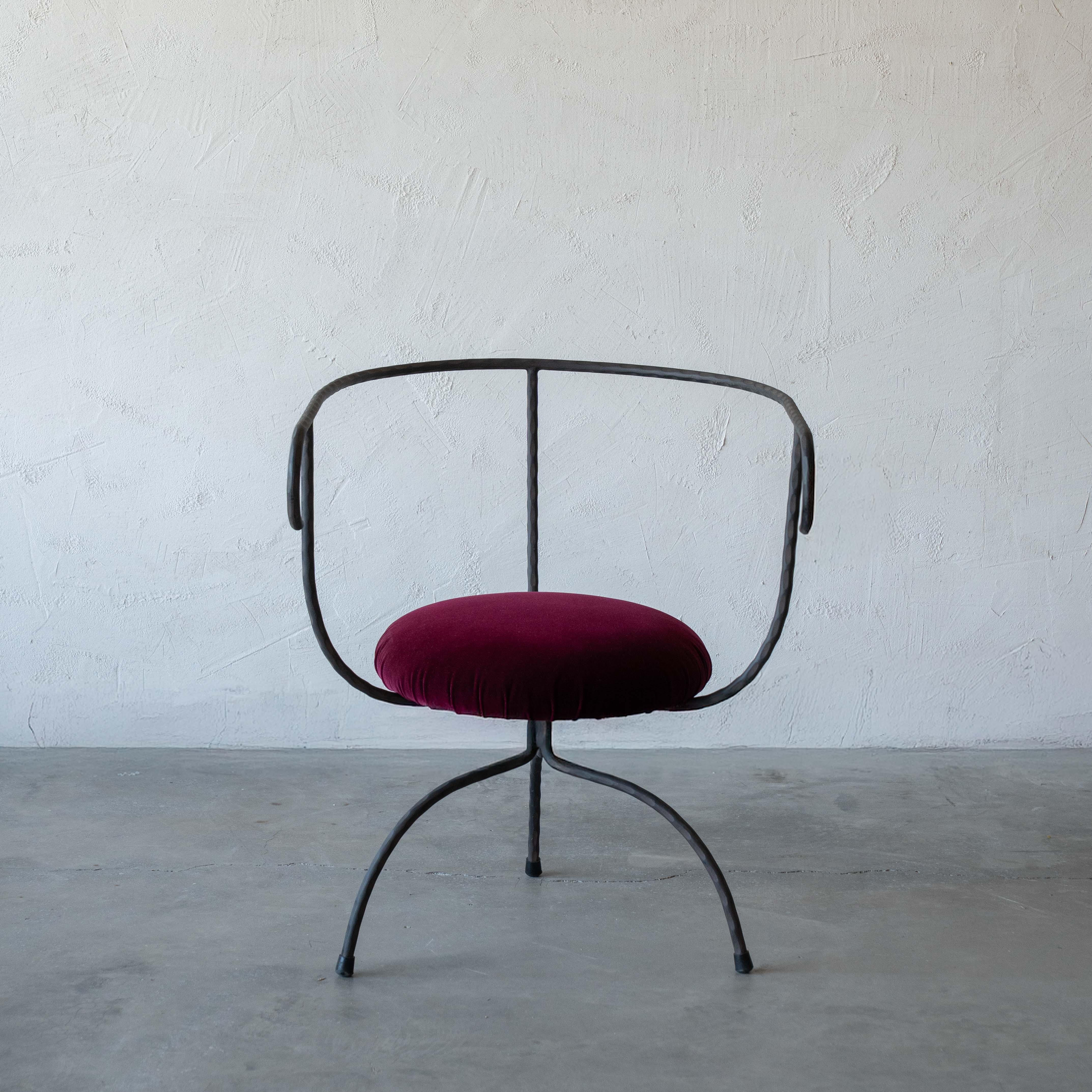 Stylo Modern Steel RED VELVET Arm Chair