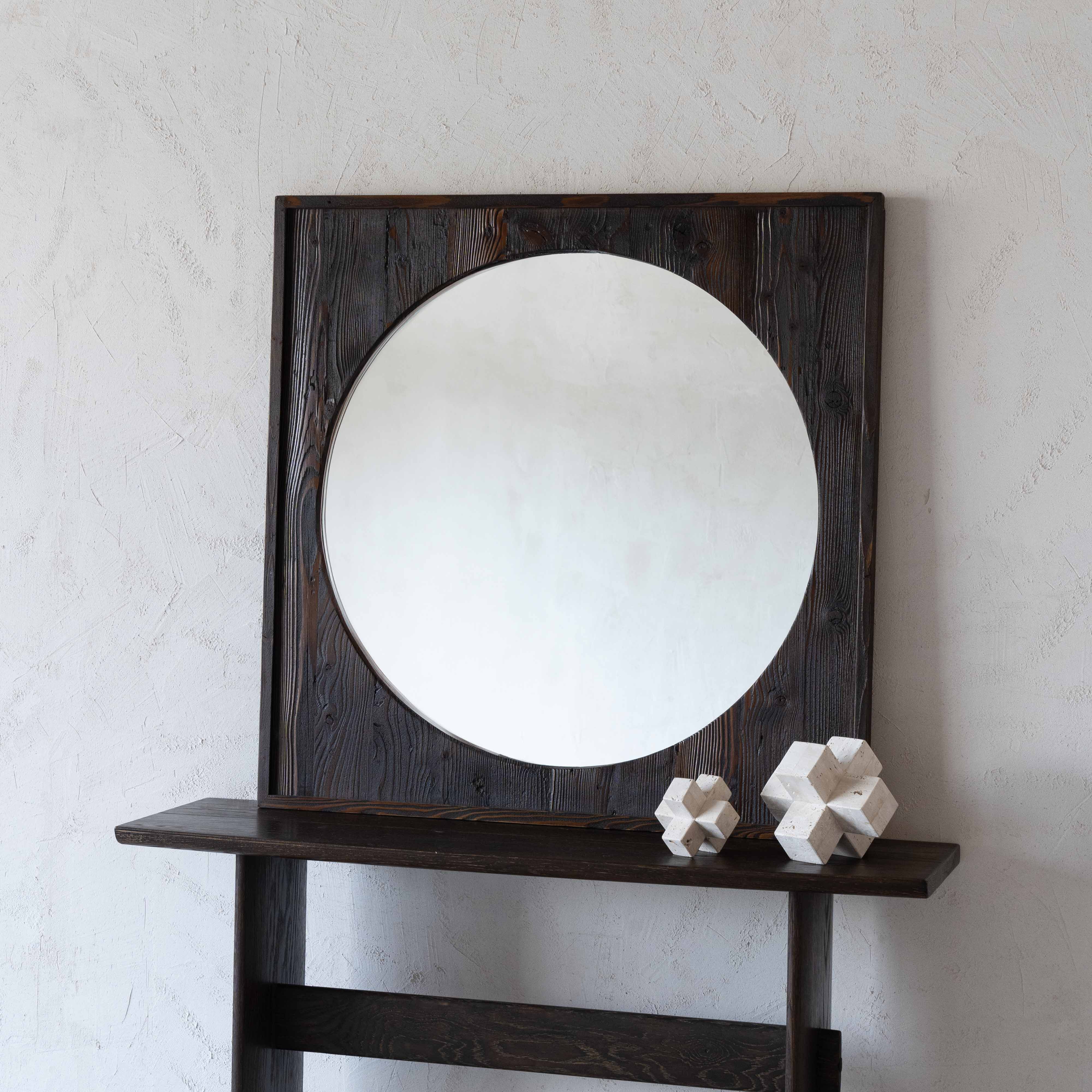 Submarine Brown Solid Wood Mirror - Mirrors - WS Living Furniture Furniture Store in Dubai