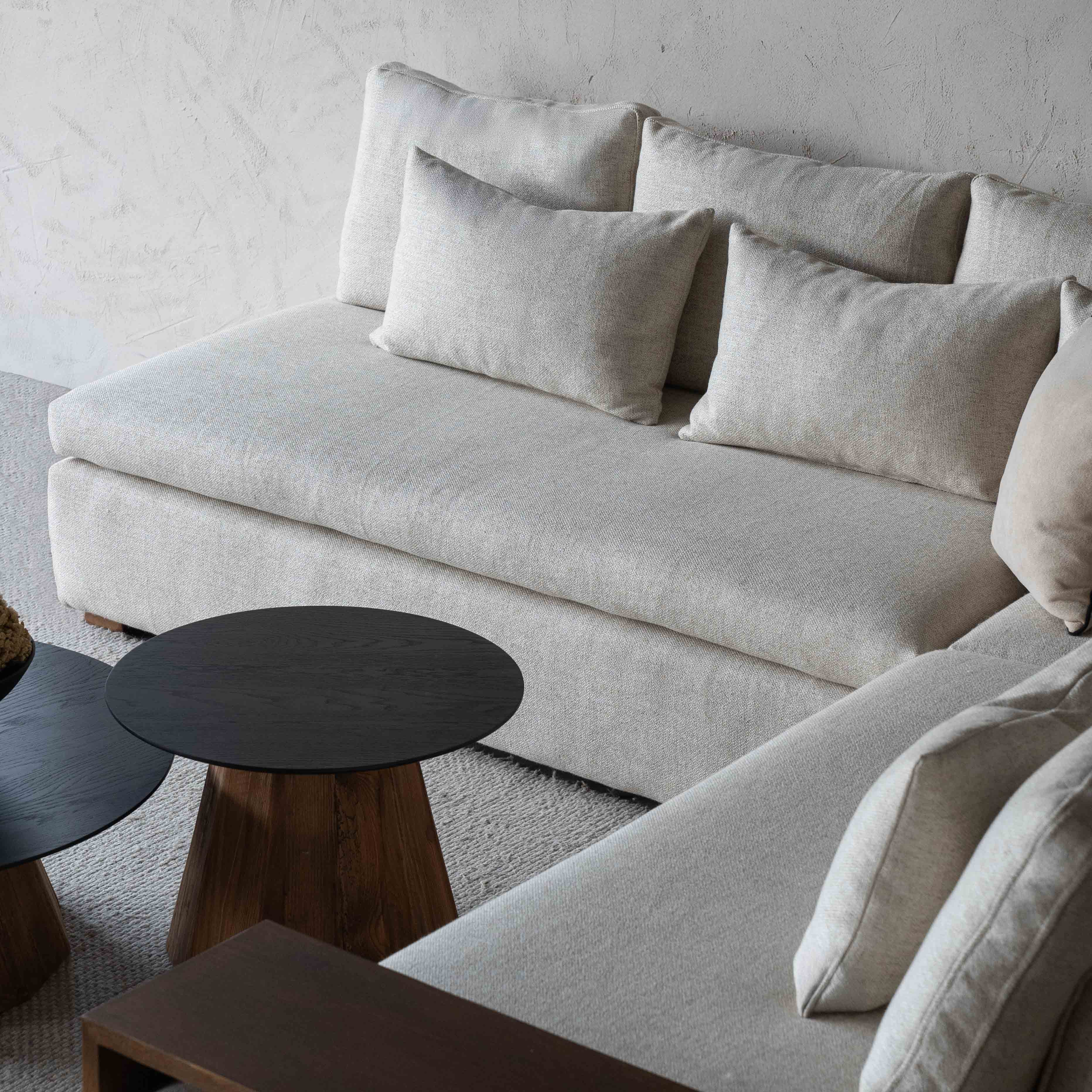 Sultan L Shape Sofa Set Light Grey with Nesting Table - Sofas - WS Living Furniture Home Furniture Stores in Dubai