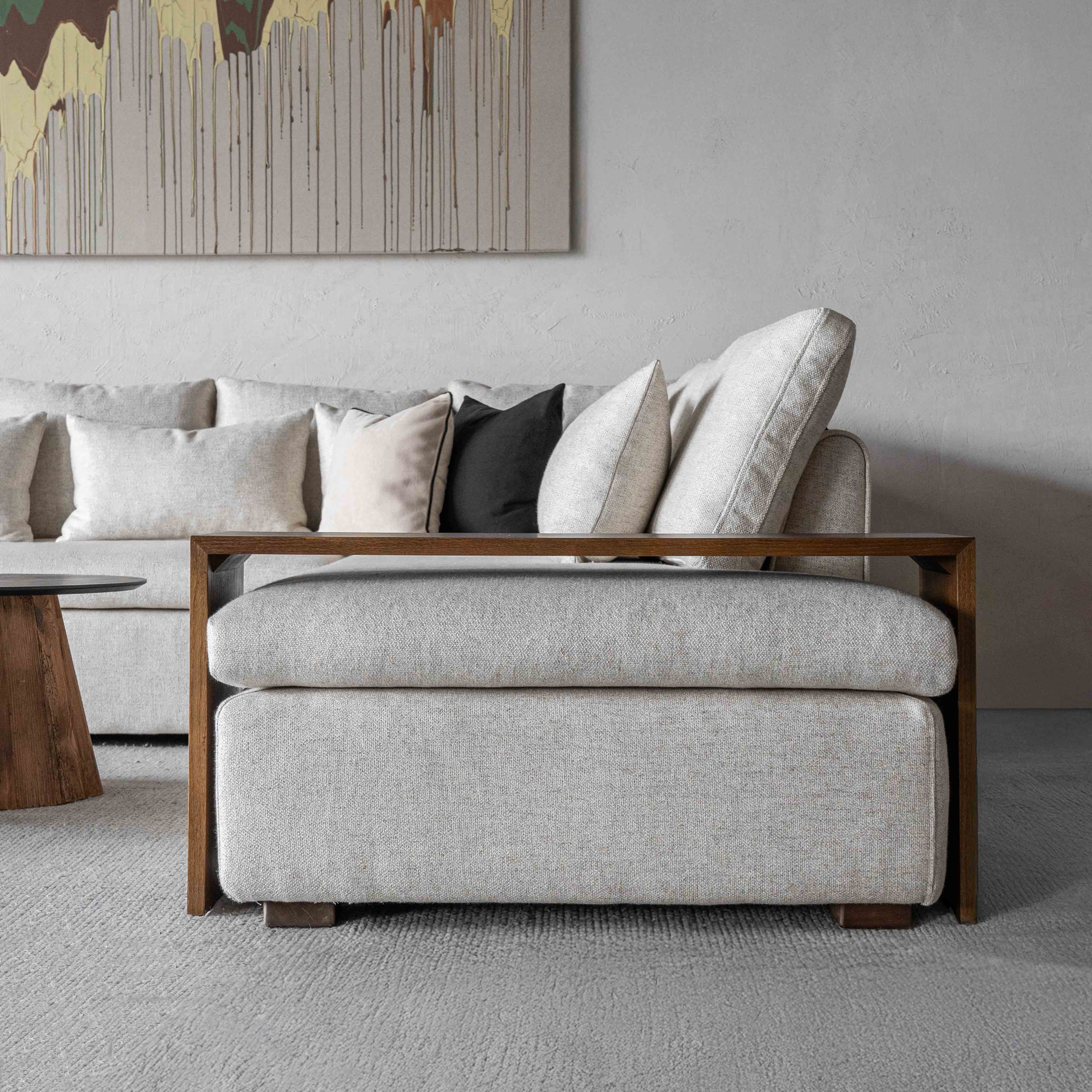 Sultan L Shape Sofa Set Light Grey with Nesting Table - Sofas - WS Living Furniture Home Furniture Stores in Dubai