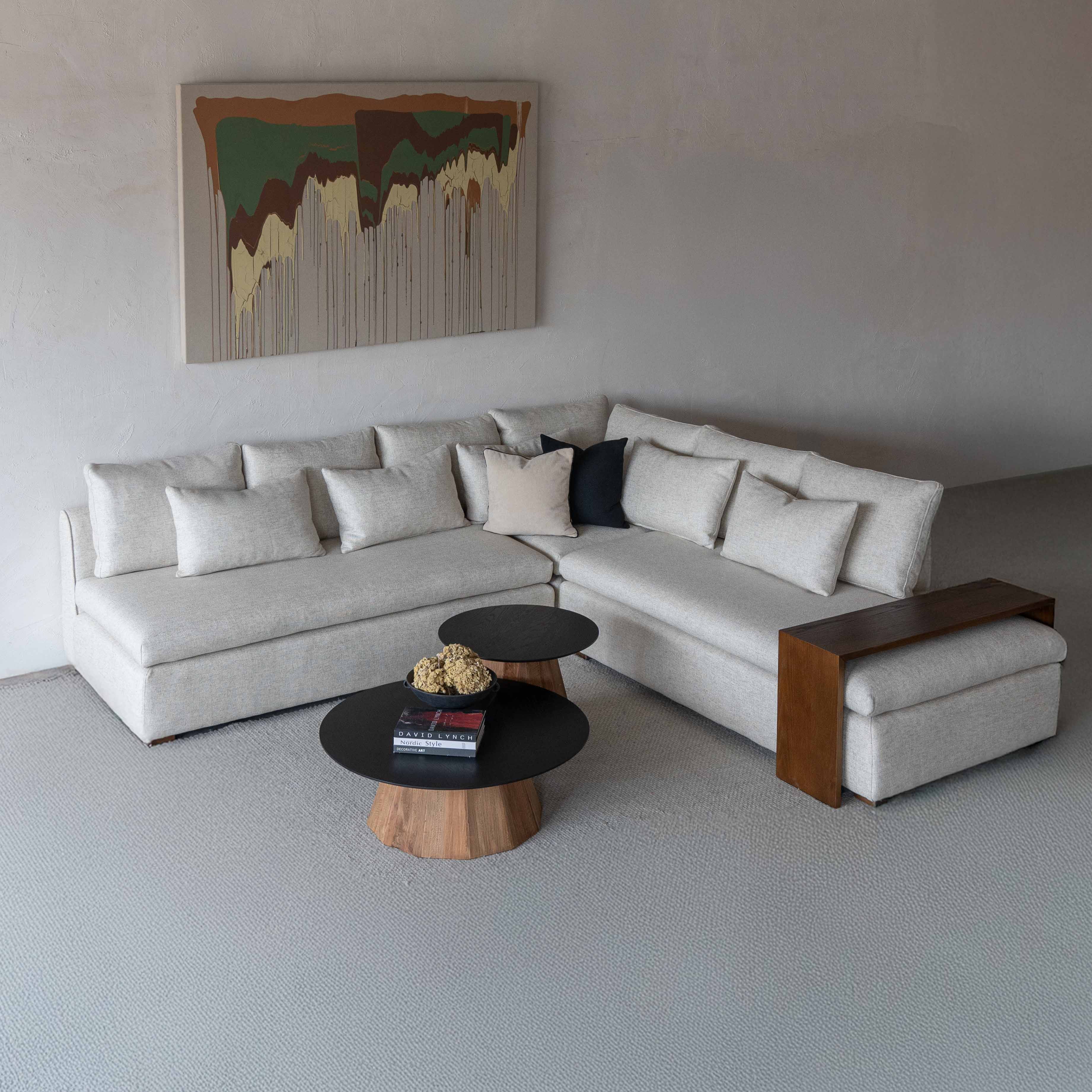 Sultan L Shape Sofa Set Light Grey with Nesting Table - Sofas - WS Living Furniture Home Furniture Stores in Dubai