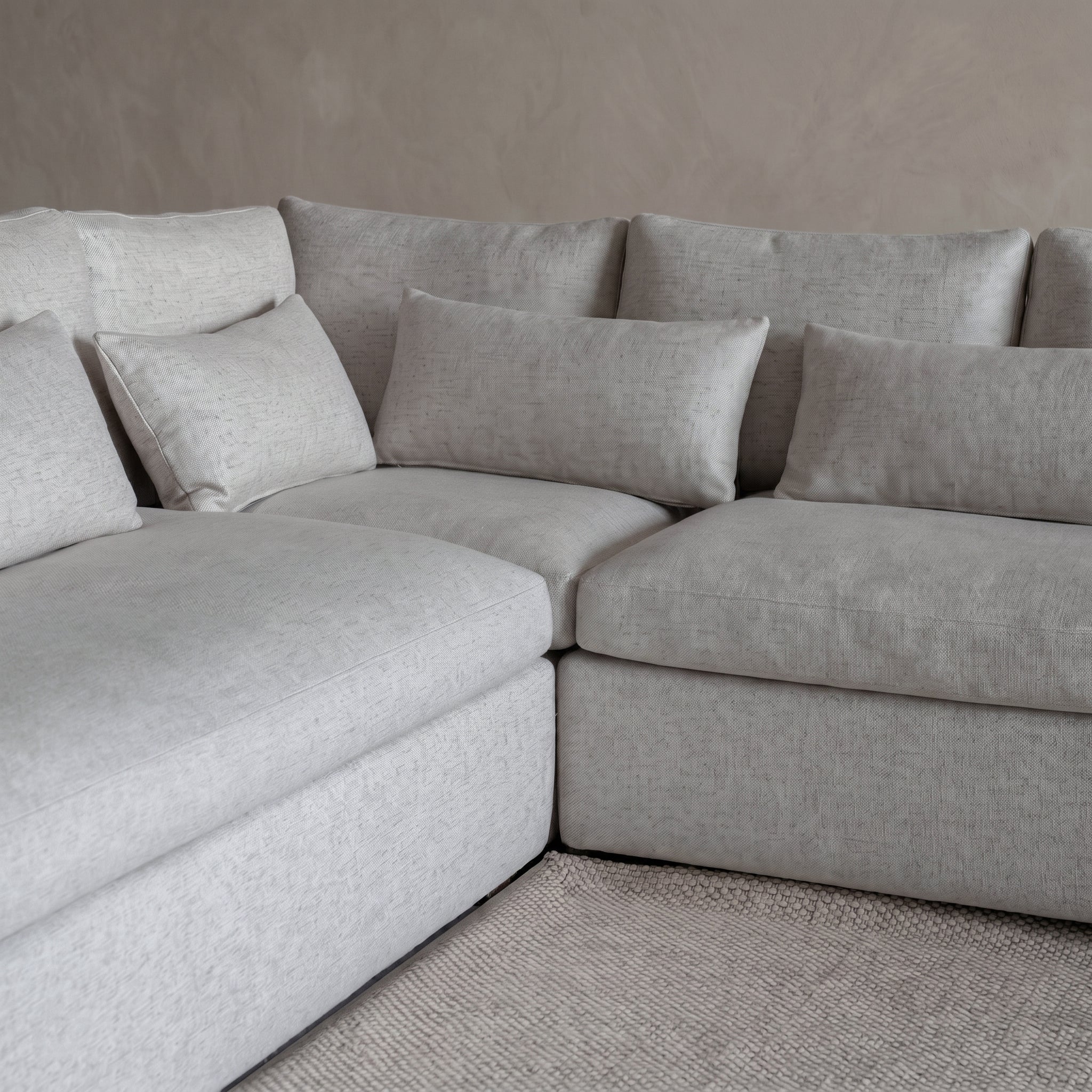 Sultan L Shape Sofa Set Light Grey - LEFT SIDE