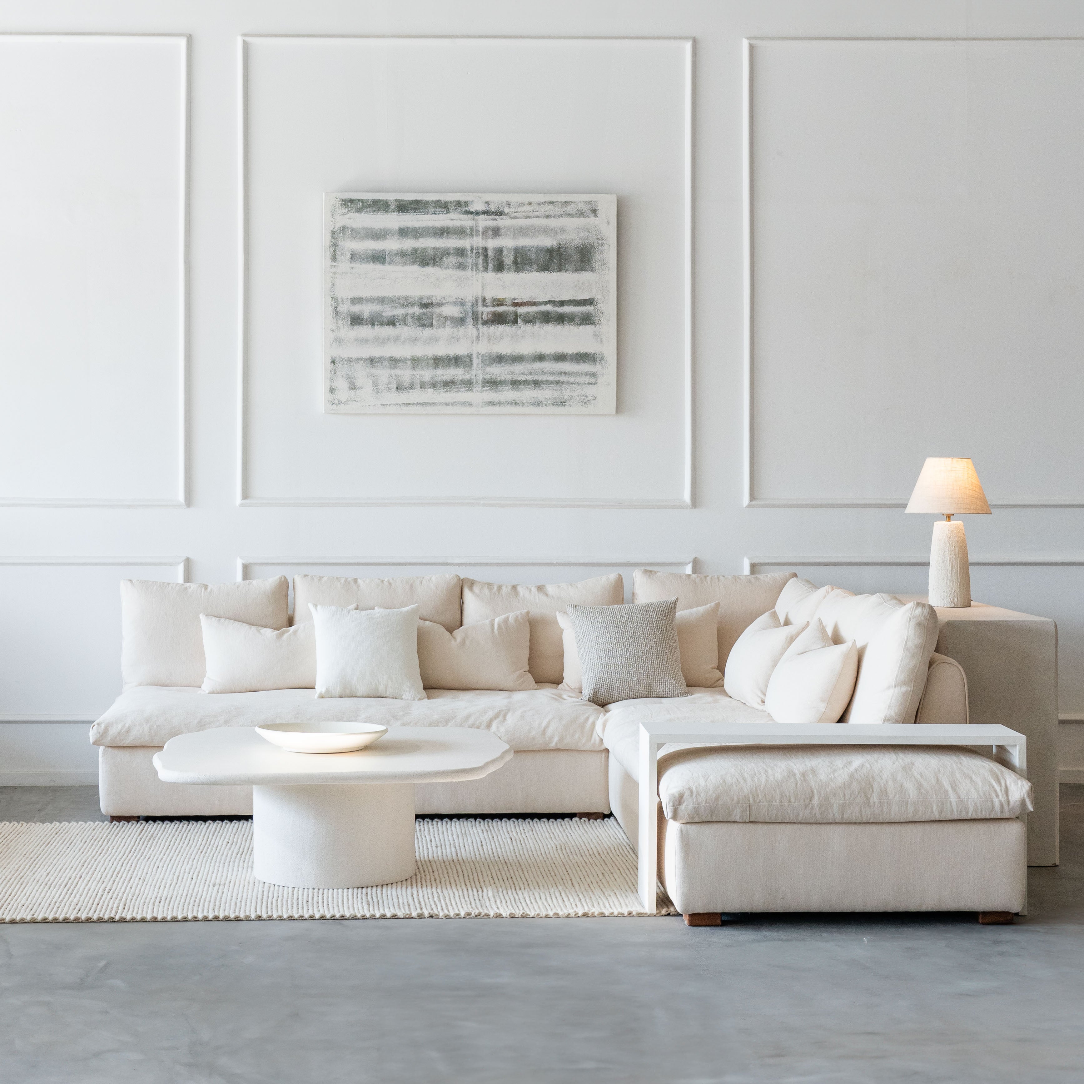 Sultan L Shape Sofa-Beige with Table - Sofas - WS Living Furniture Furniture Store in Dubai