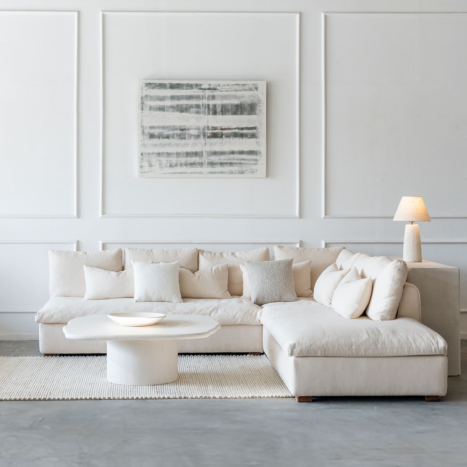 كنبة سلطان على شكل حرف L - بيج