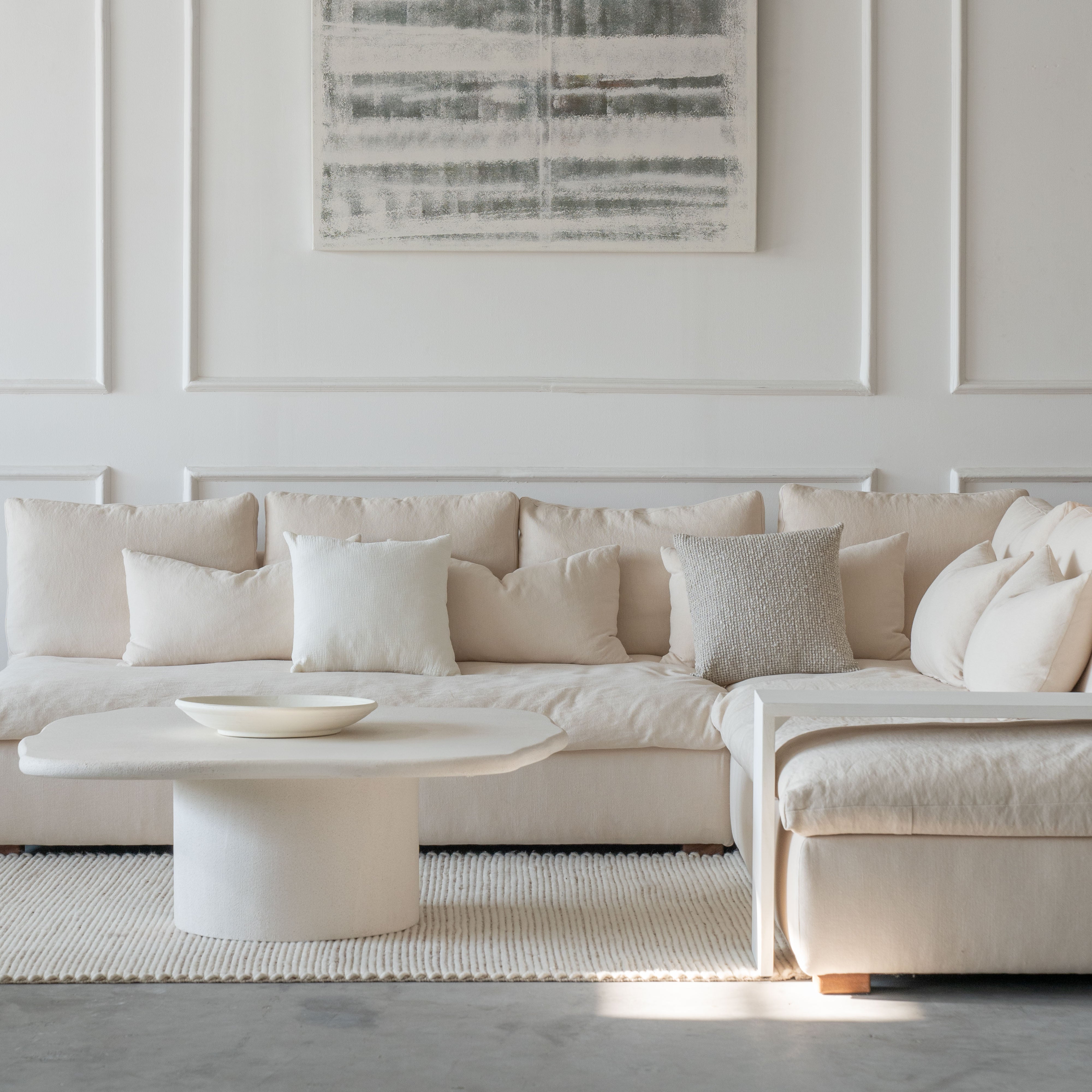 Sultan L Shape Sofa-Beige with Table - Sofas - WS Living Furniture Furniture Store in Dubai