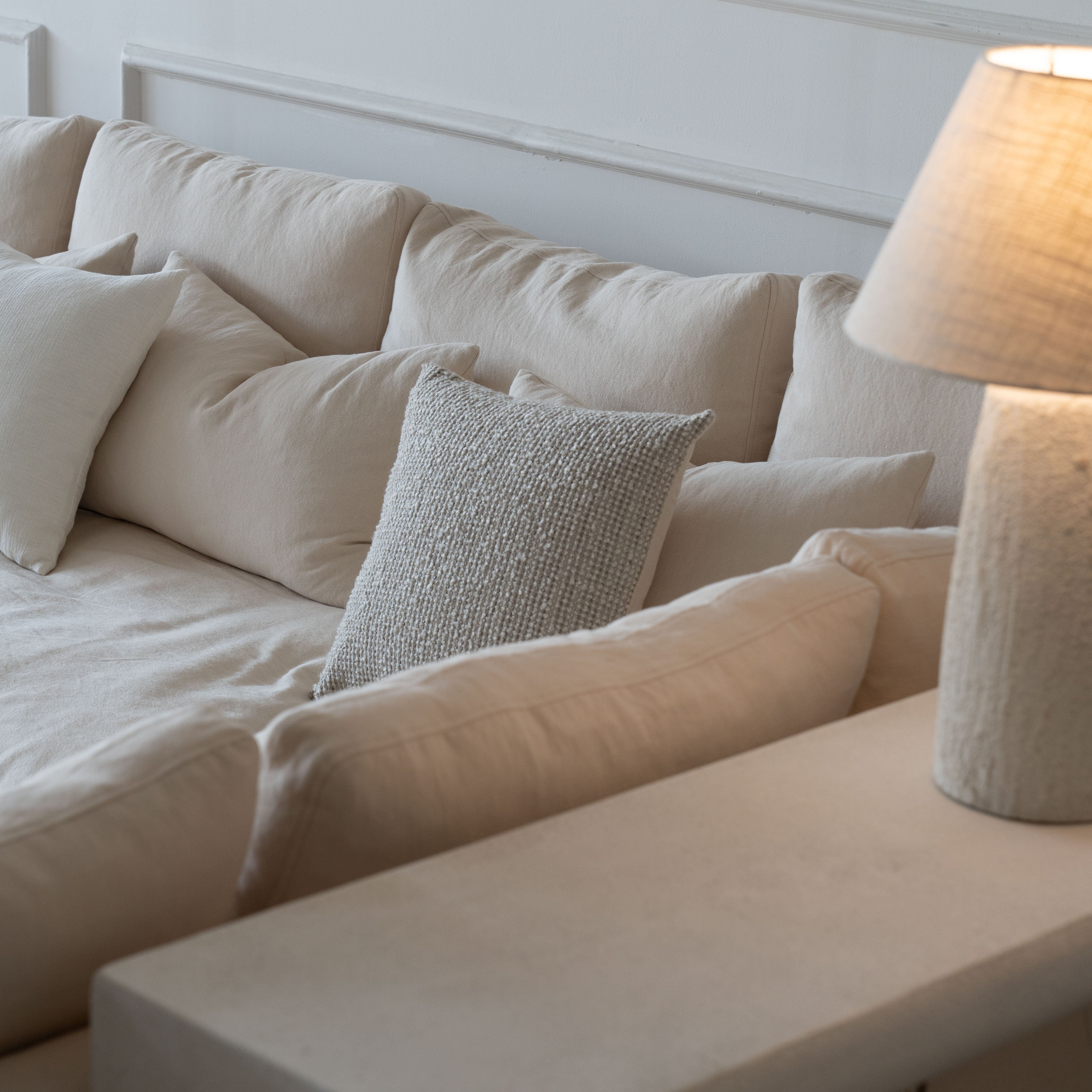 Sultan L Shape Sofa-Beige with Table - Sofas - WS Living Furniture Furniture Store in Dubai