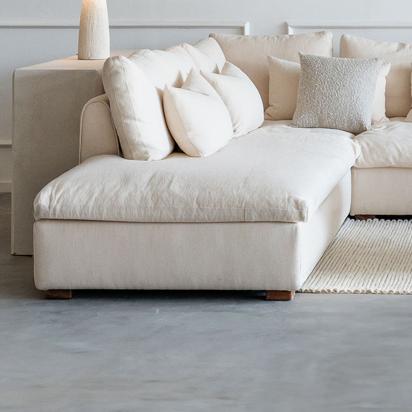 كنبة سلطان على شكل حرف L - بيج