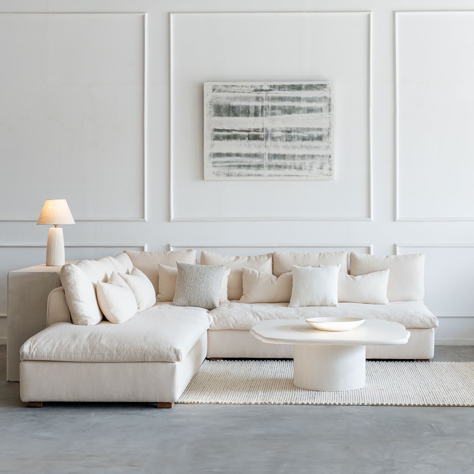 كنبة سلطان على شكل حرف L - بيج