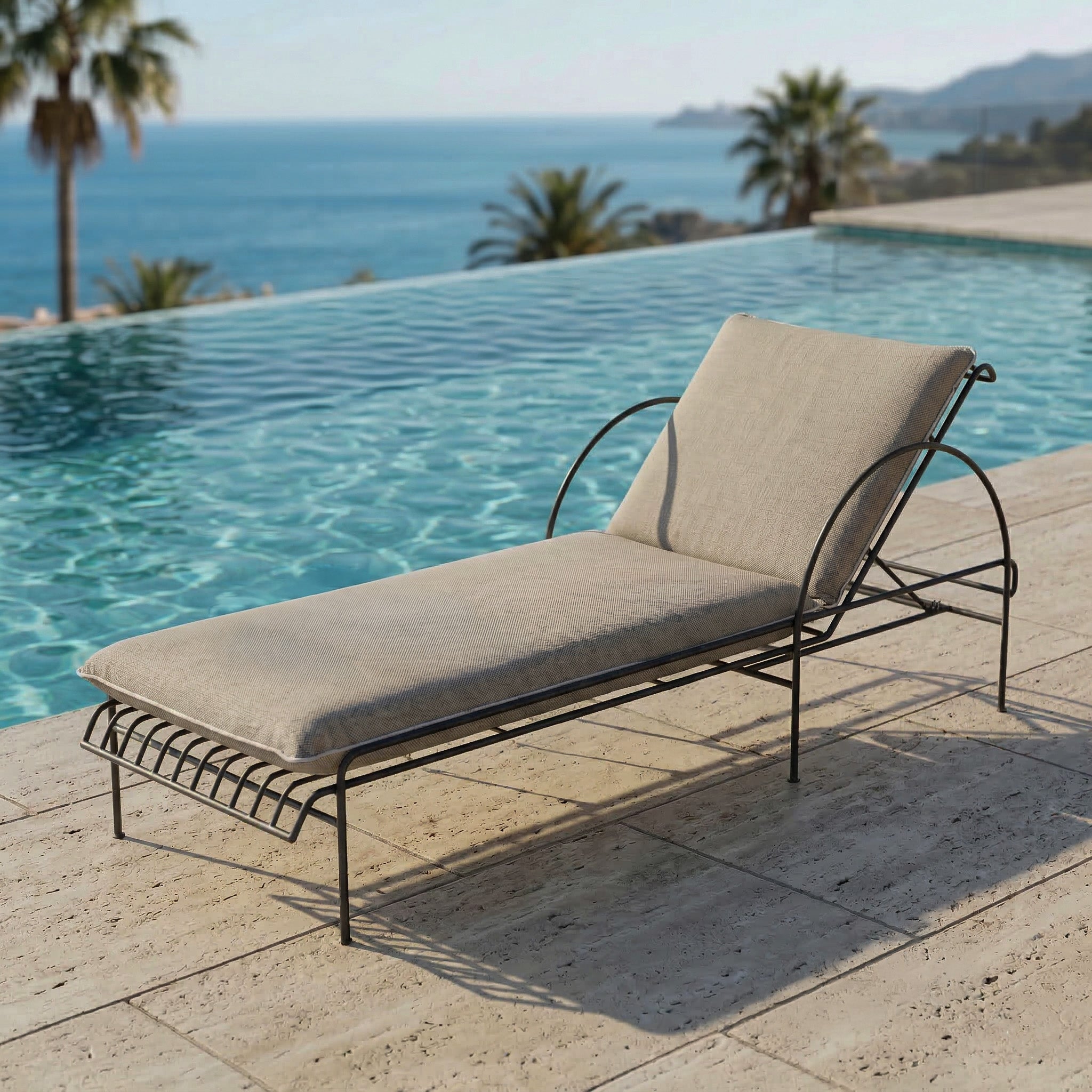 Soleil Relax Outdoor Sun Lounger Chaise - (BLACK FRAME)