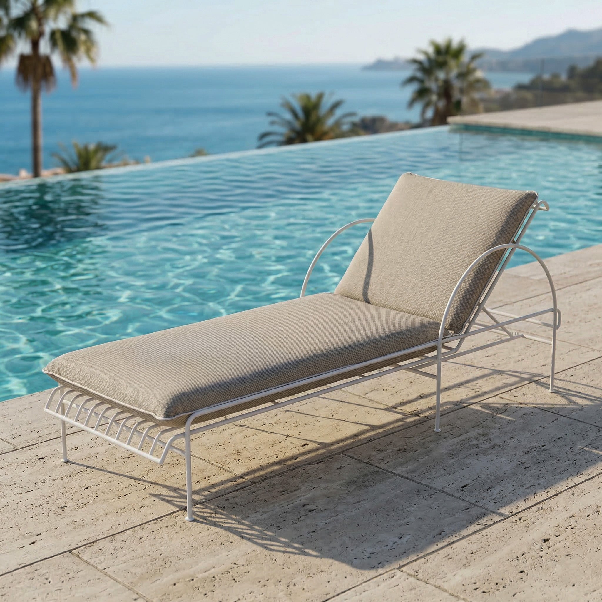 Soleil Relax Outdoor Sun Lounger Chaise - (WHITE FRAME)