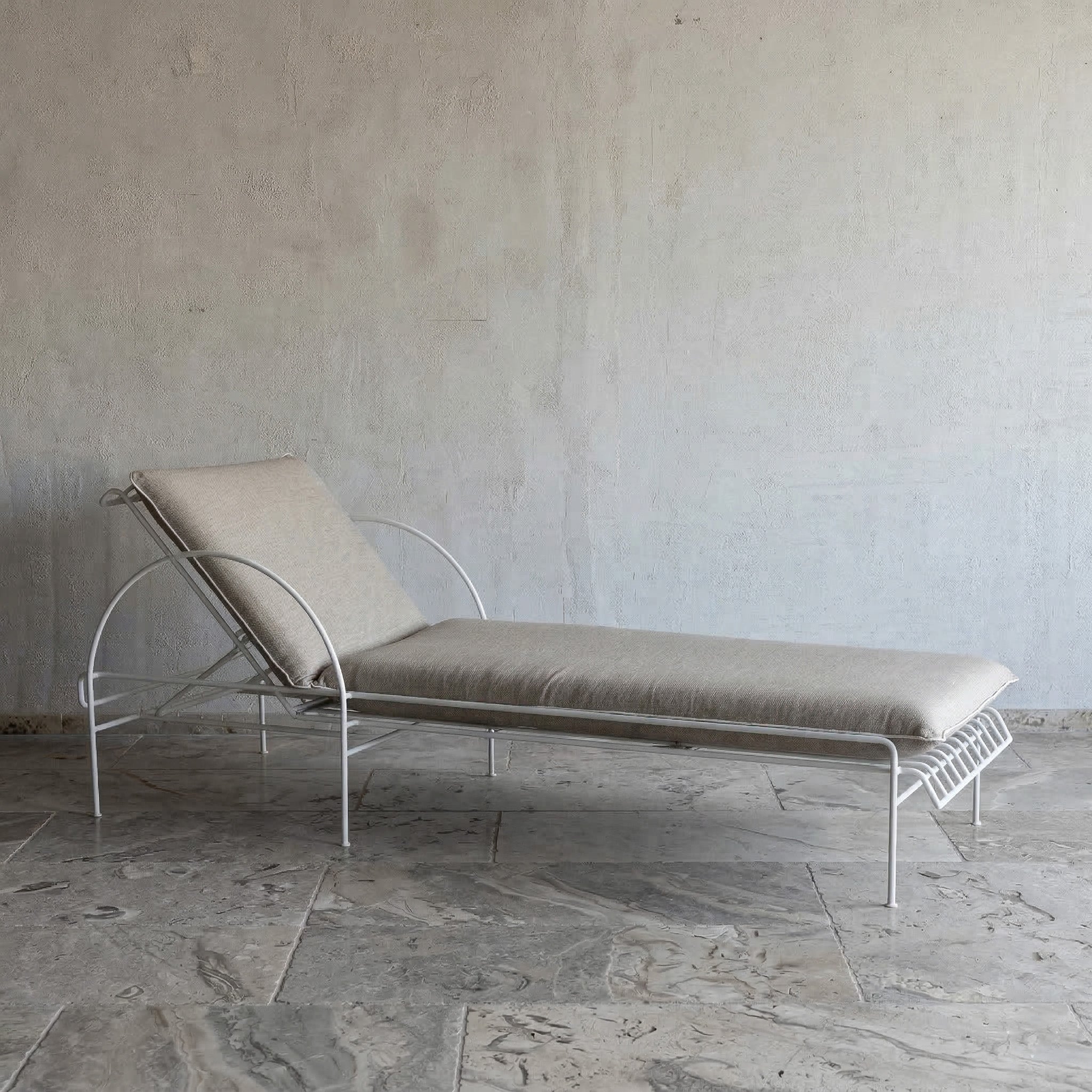 Soleil Relax Outdoor Sun Lounger Chaise - (WHITE FRAME)