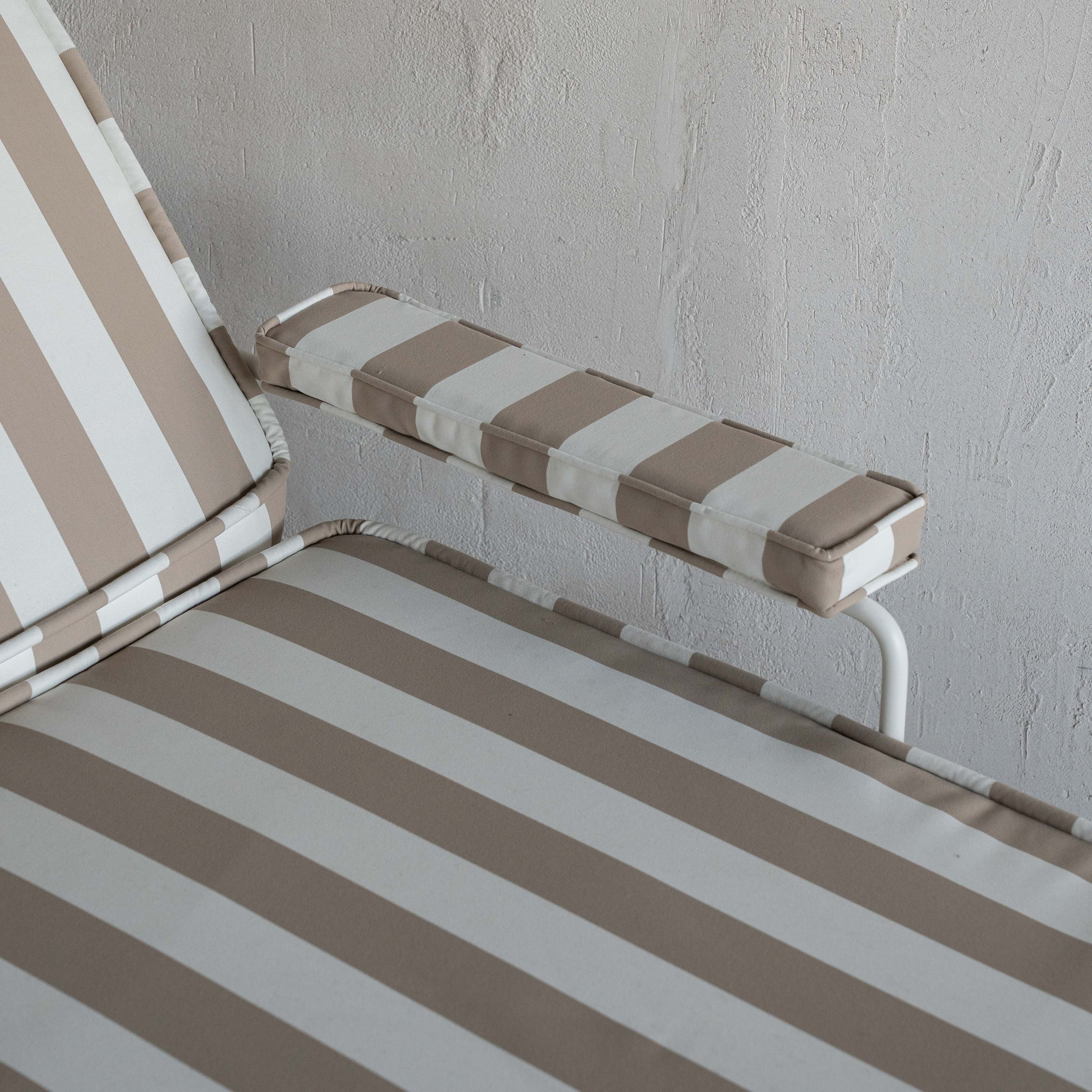 Brooks Stripe Modern Outdoor Sun Lounger Chaise - BEIGE