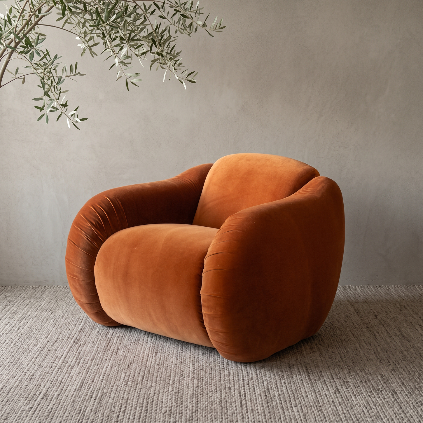 Siena Sunset Modern Velvet Lounge Chair