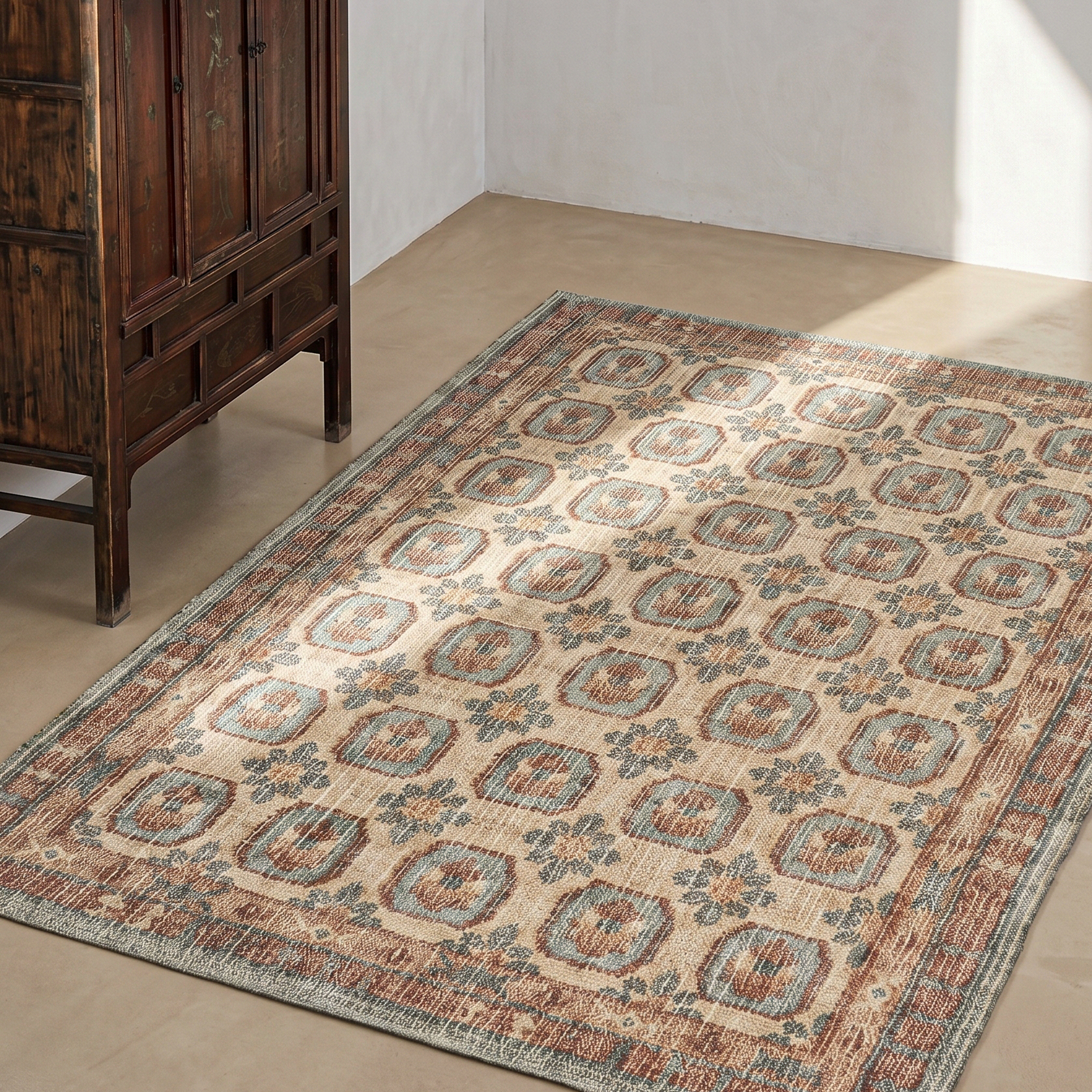 Saffron Tile Handcrafted Jute Rug - TLR0390 Rust