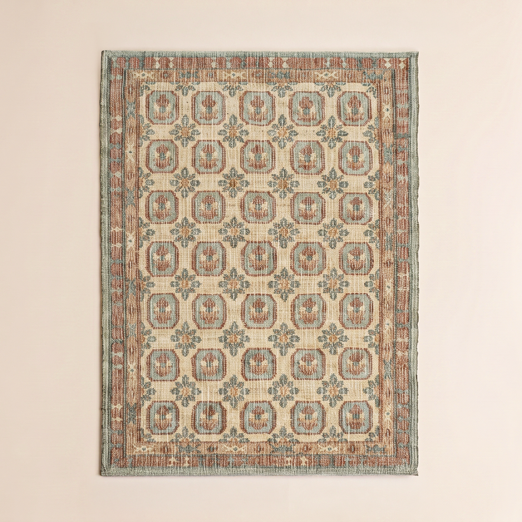 Saffron Tile Handcrafted Jute Rug - TLR0390 Rust
