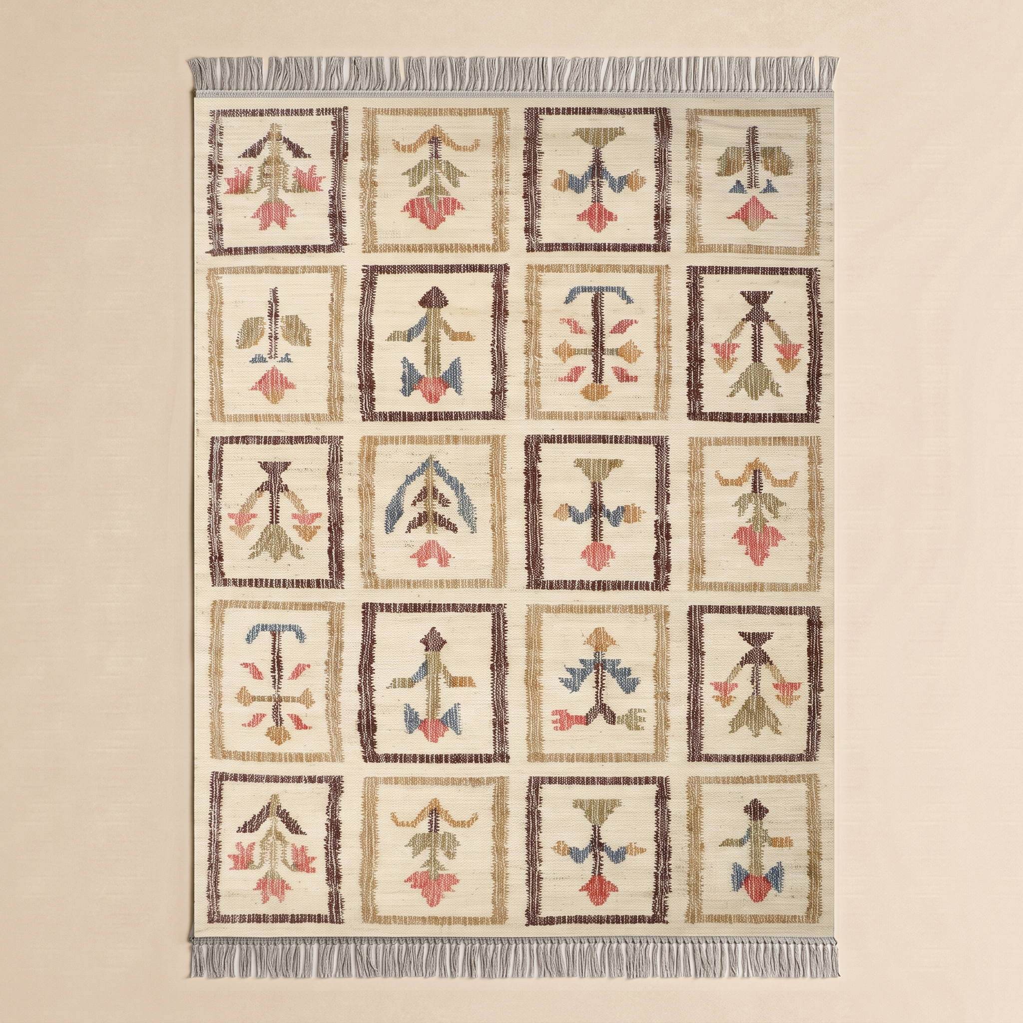 Meadow Tile Handcrafted Jute Rug - TLR0699 BROWN MULTI