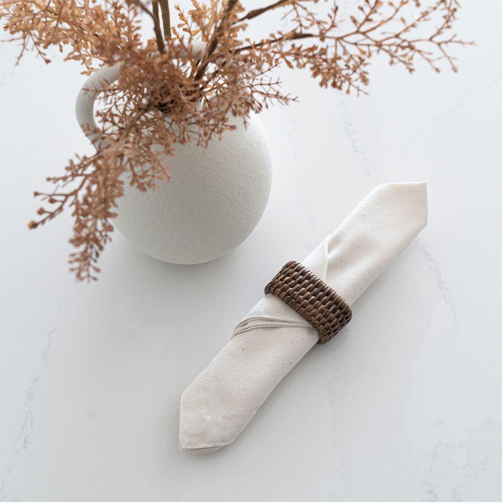 Off White- Cotton Table Napkin- Set Of Two - - WS Living Furniture Furniture Store in Dubai
