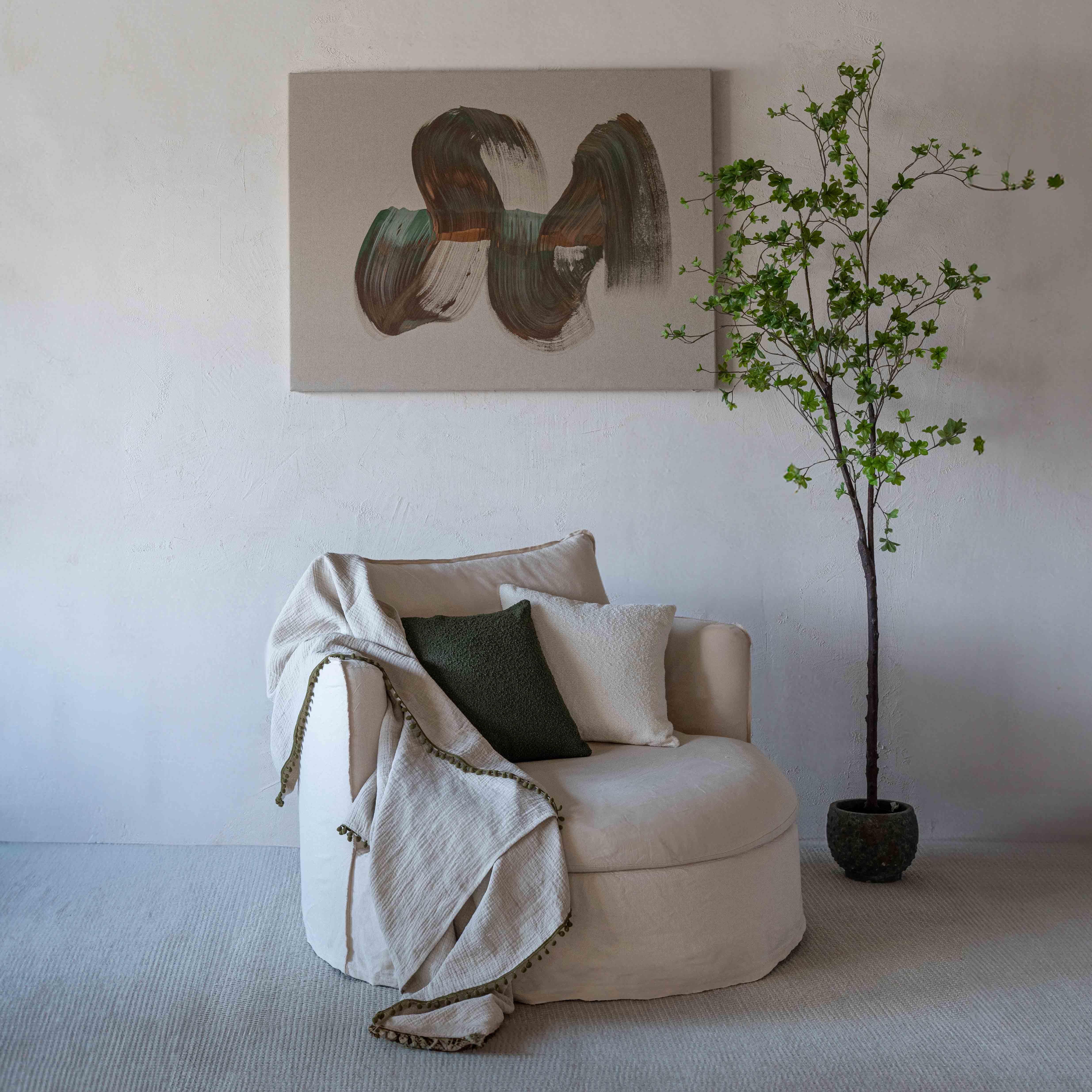 Handmade Linen Throw Blanket With Green Overlook - Blankets - WS Living Furniture Furniture Store in Dubai