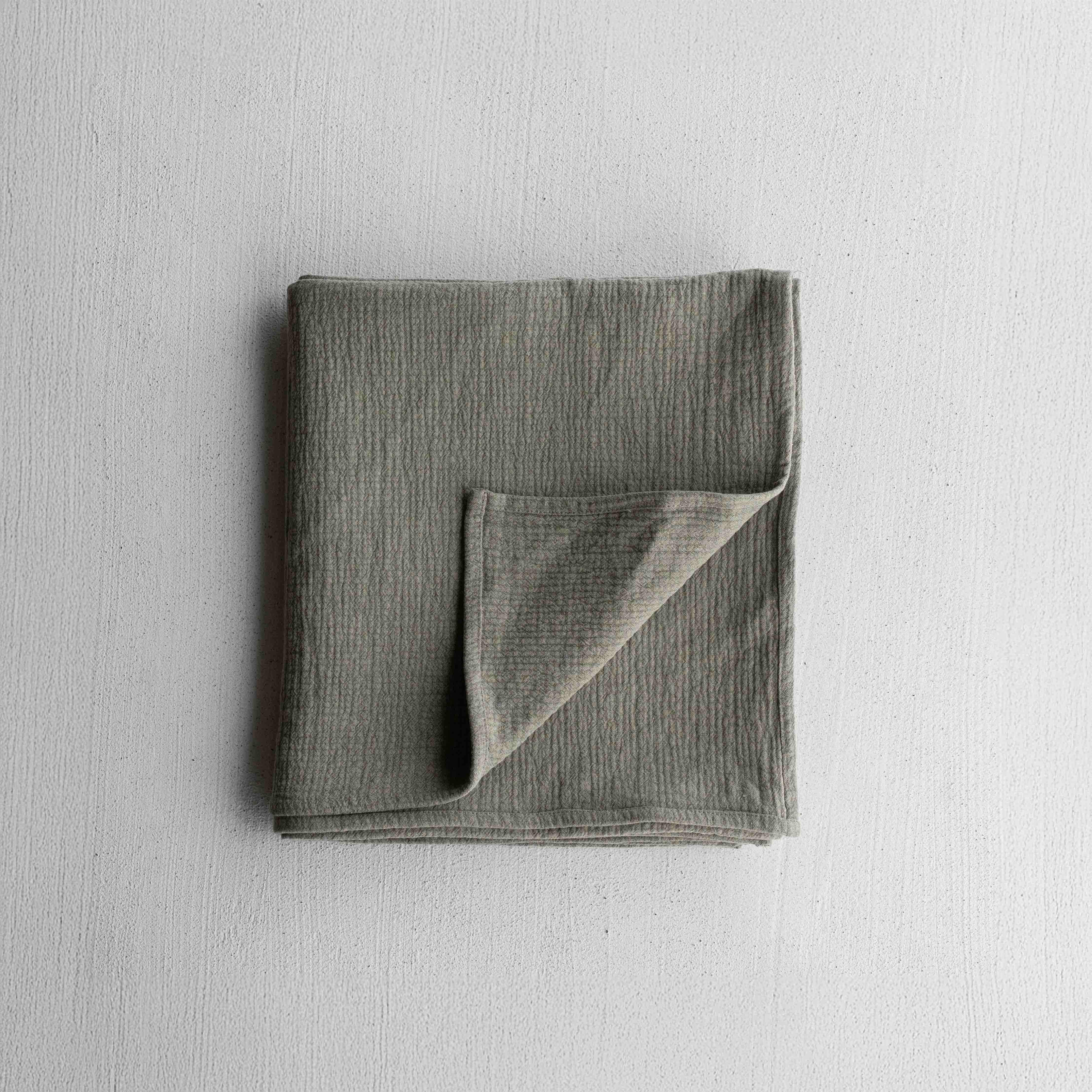 Haze Green Linen Throw Blanket