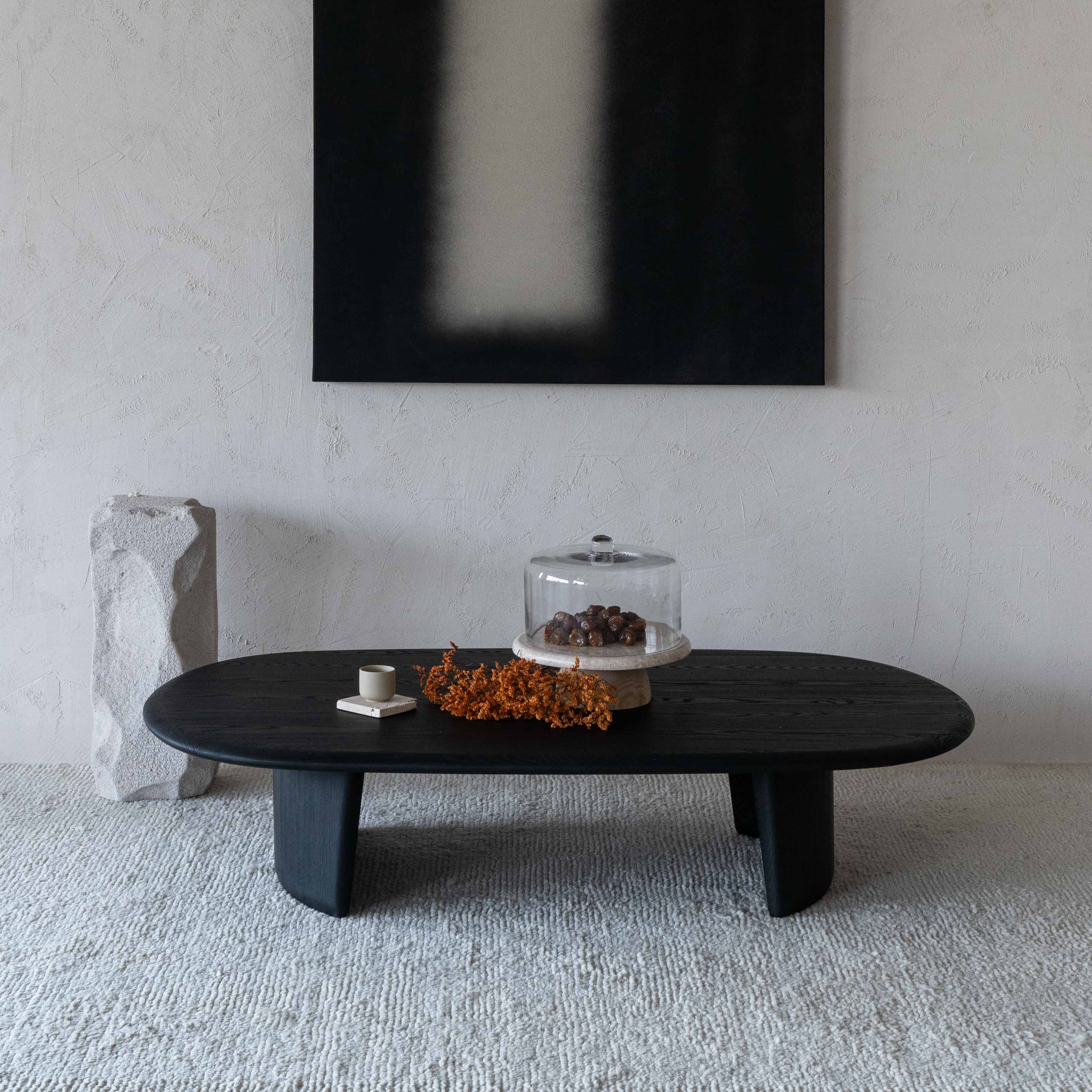 Tima Black Wooden Oval Coffee Table - Coffee Tables - WS Living Furniture Furniture Store in Dubai