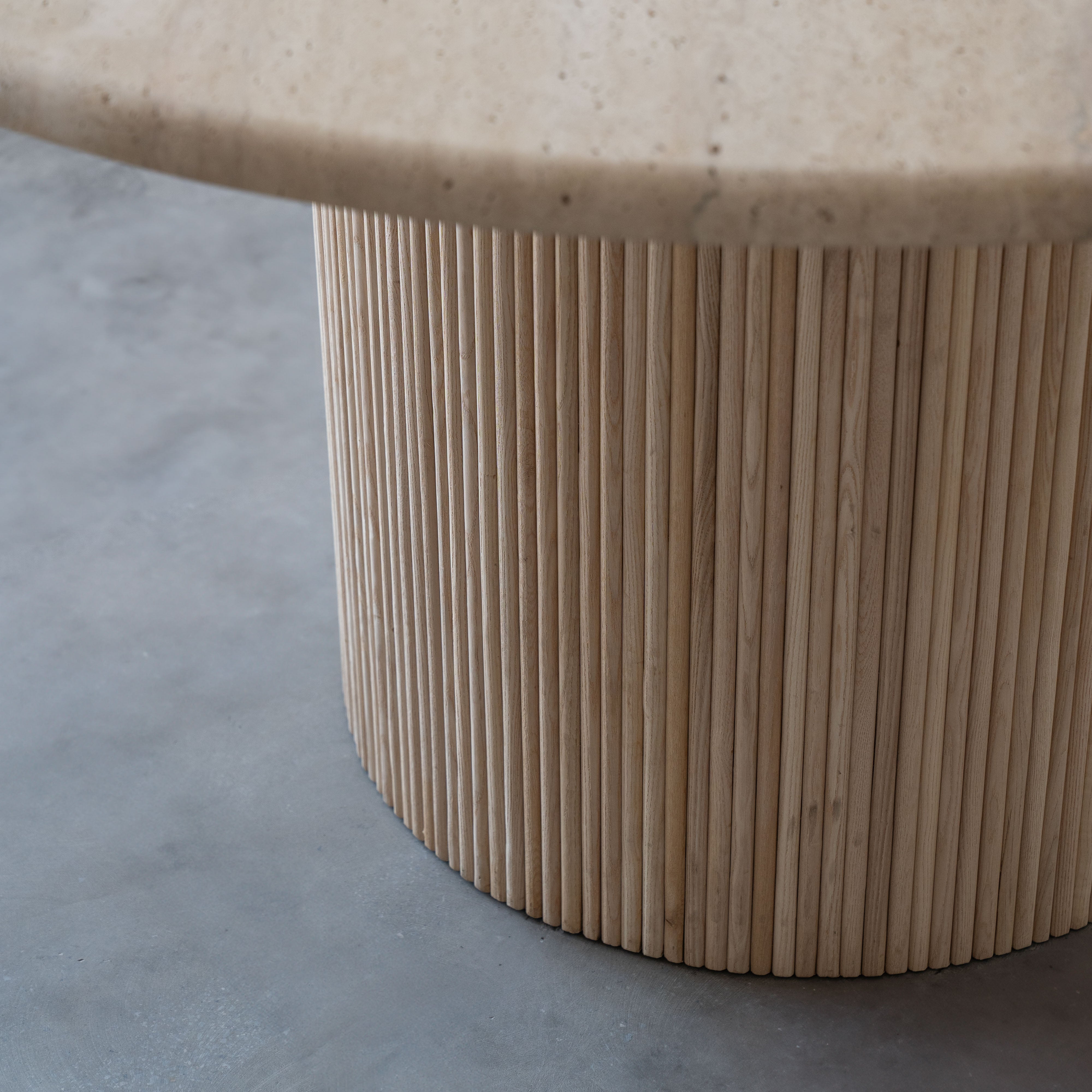 Palm Round Travertine Marble Dining Table - - WS Living Furniture Furniture Store in Dubai