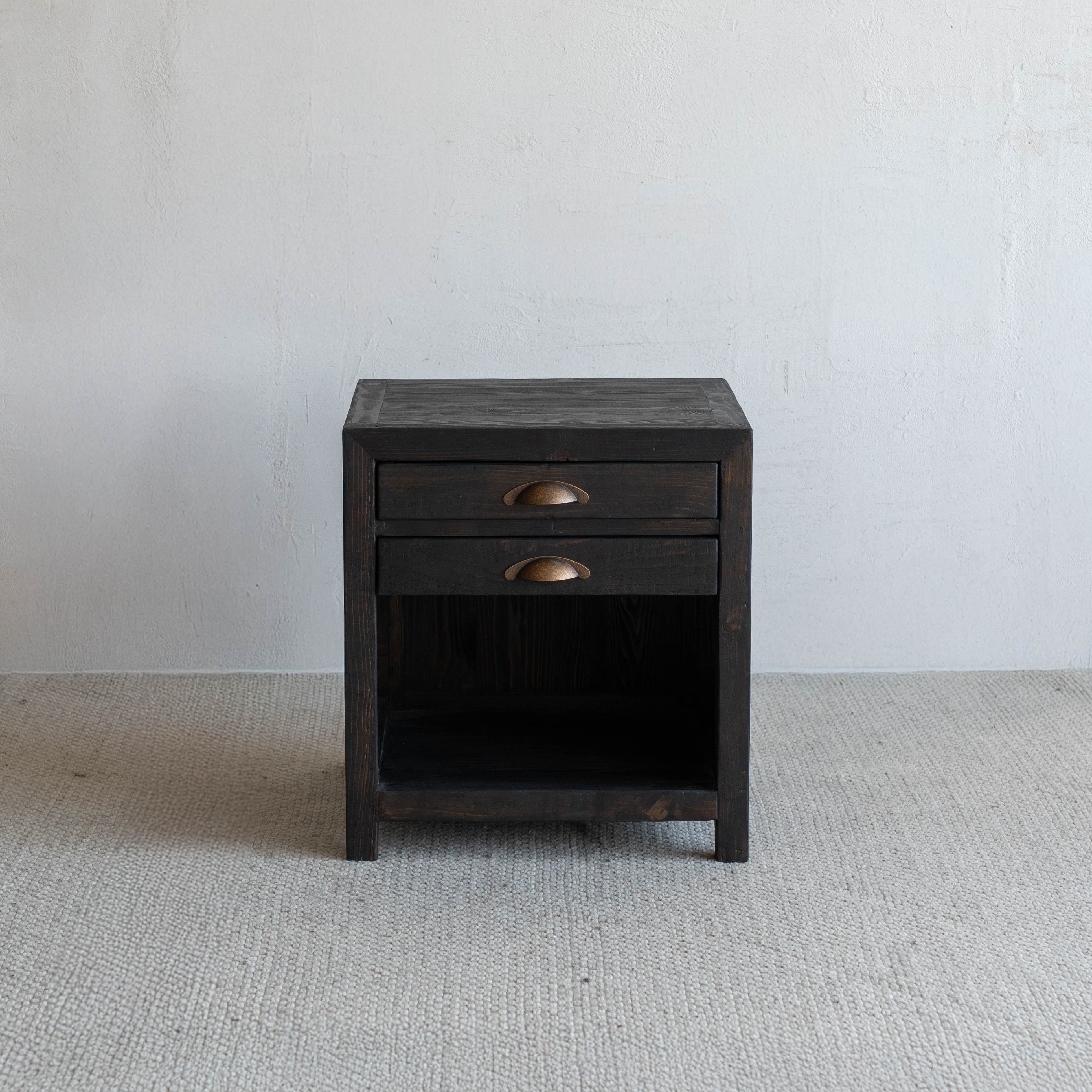 Tommy Bed Side Table With Drawers - DARK WALNUT