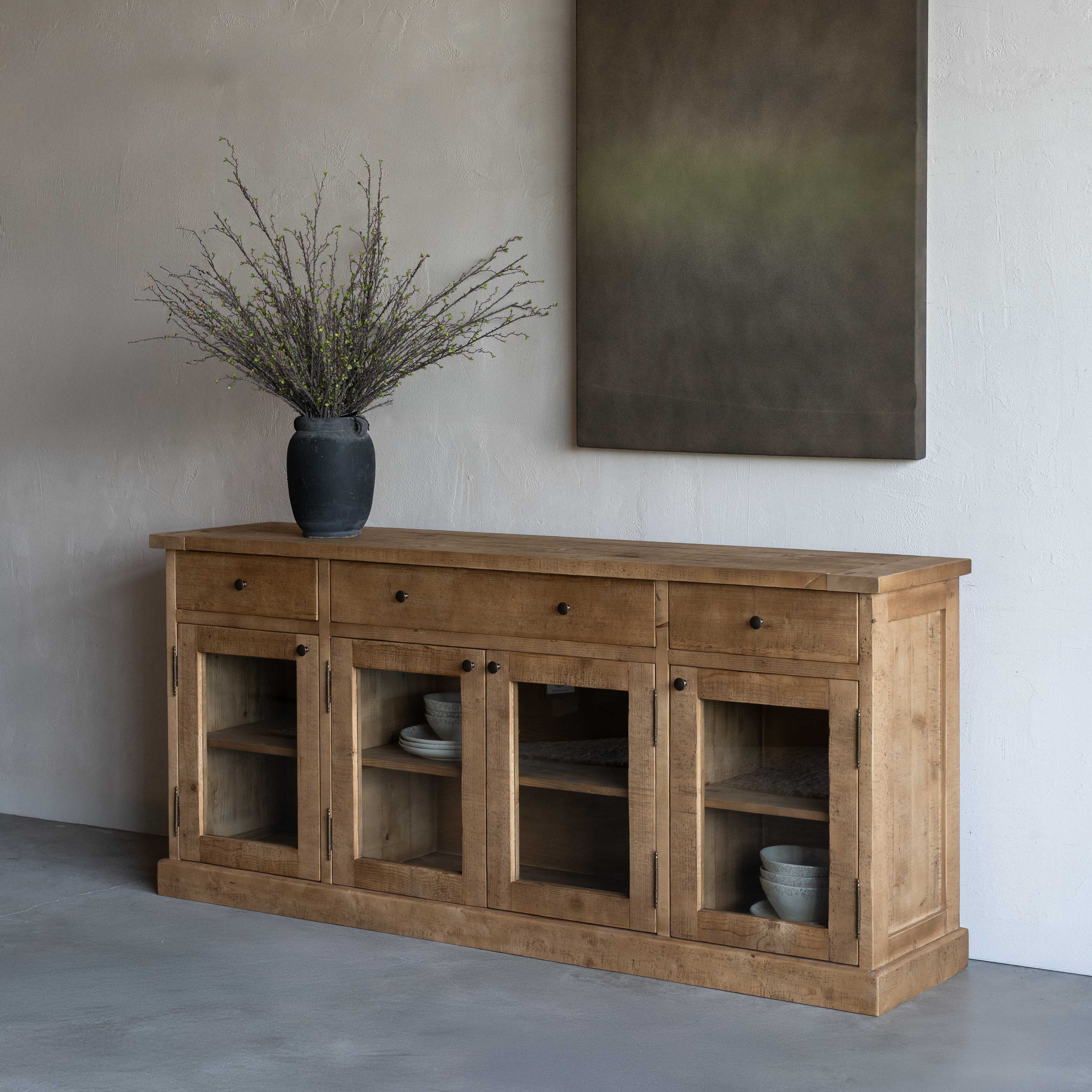Tommy Classic Style Sideboard With Glass Doors - Sideboard - WS Living Furniture Furniture Store in Dubai