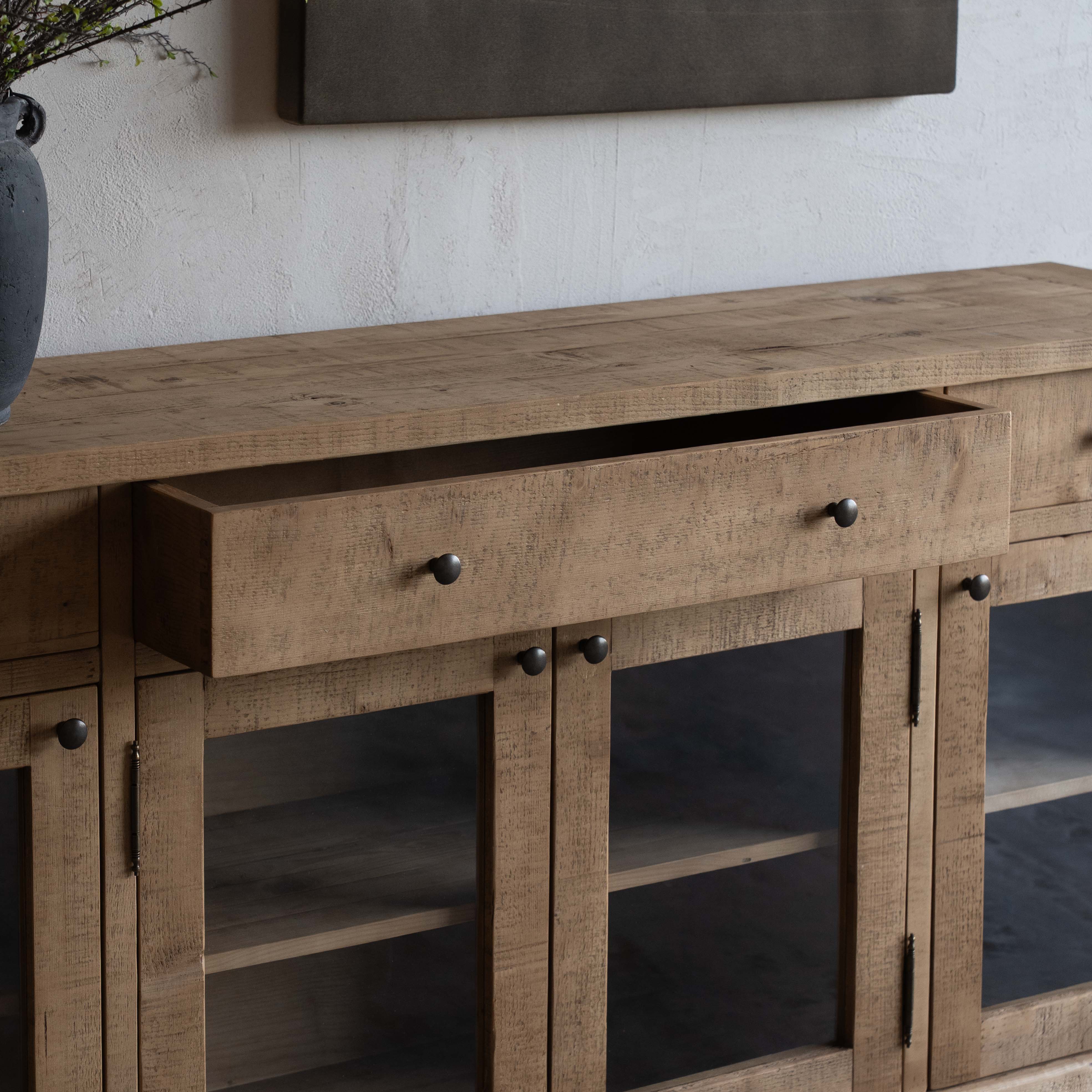 Tommy Classic Style Sideboard With Glass Doors - Sideboard - WS Living Furniture Furniture Store in Dubai