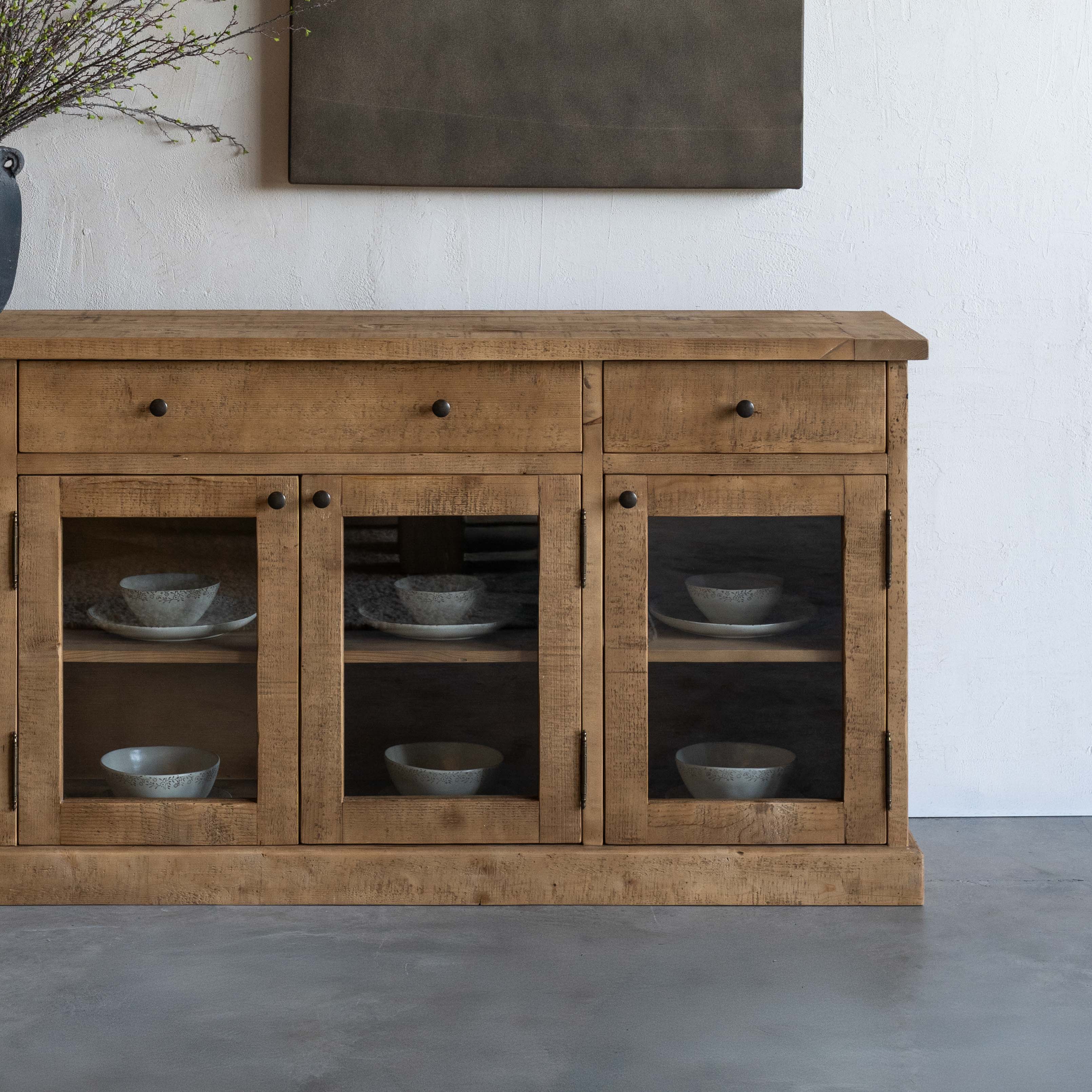 Tommy Classic Style Sideboard With Glass Doors - Sideboard - WS Living Furniture Furniture Store in Dubai
