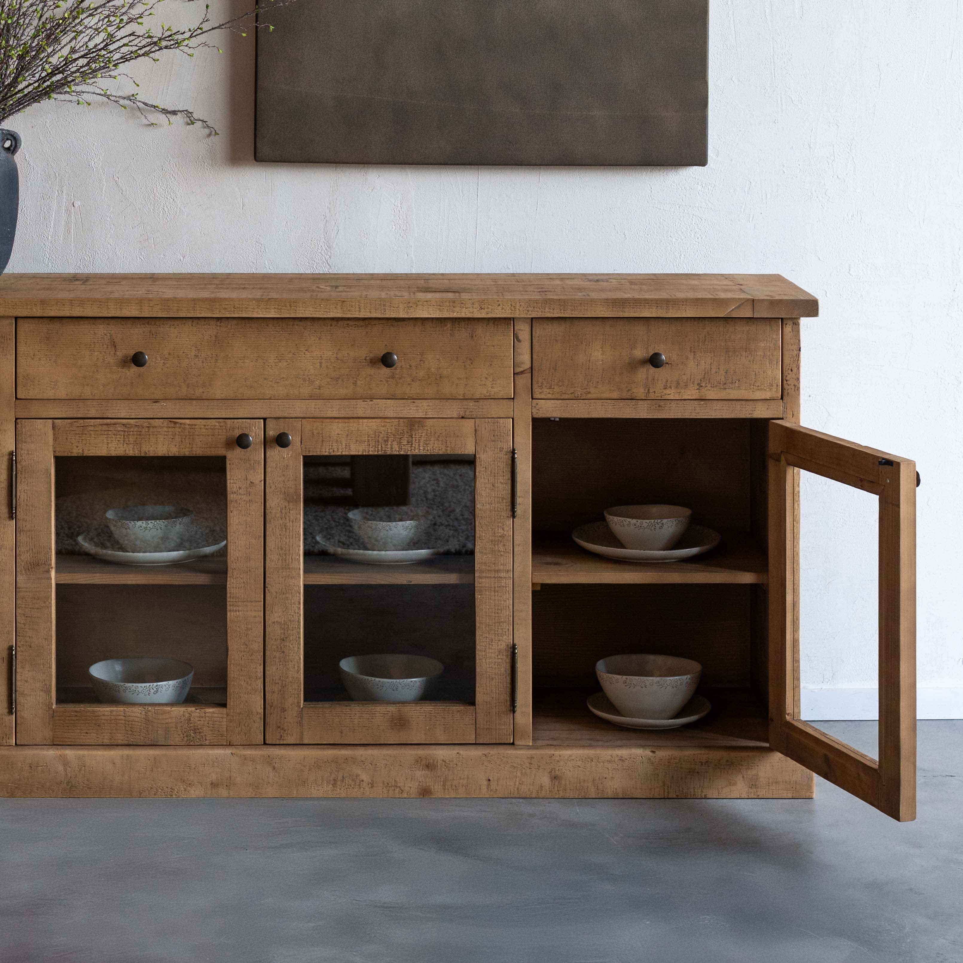 Tommy Classic Style Sideboard With Glass Doors - Sideboard - WS Living Furniture Furniture Store in Dubai