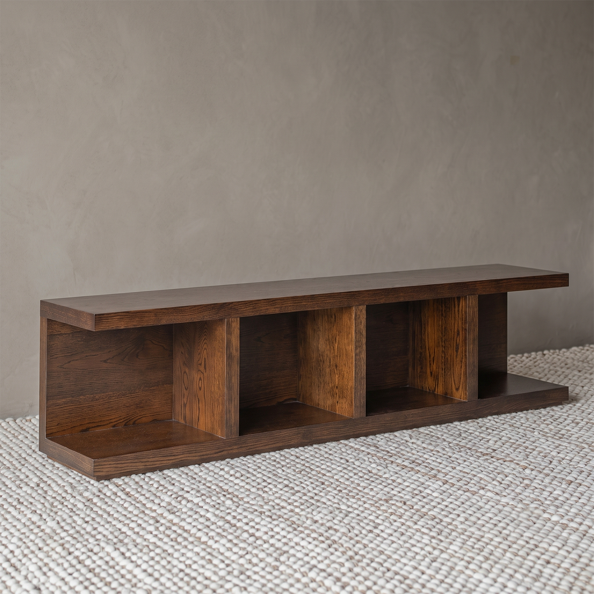 Torvane Minimalist Open Shelf TV Unit - WALNUT